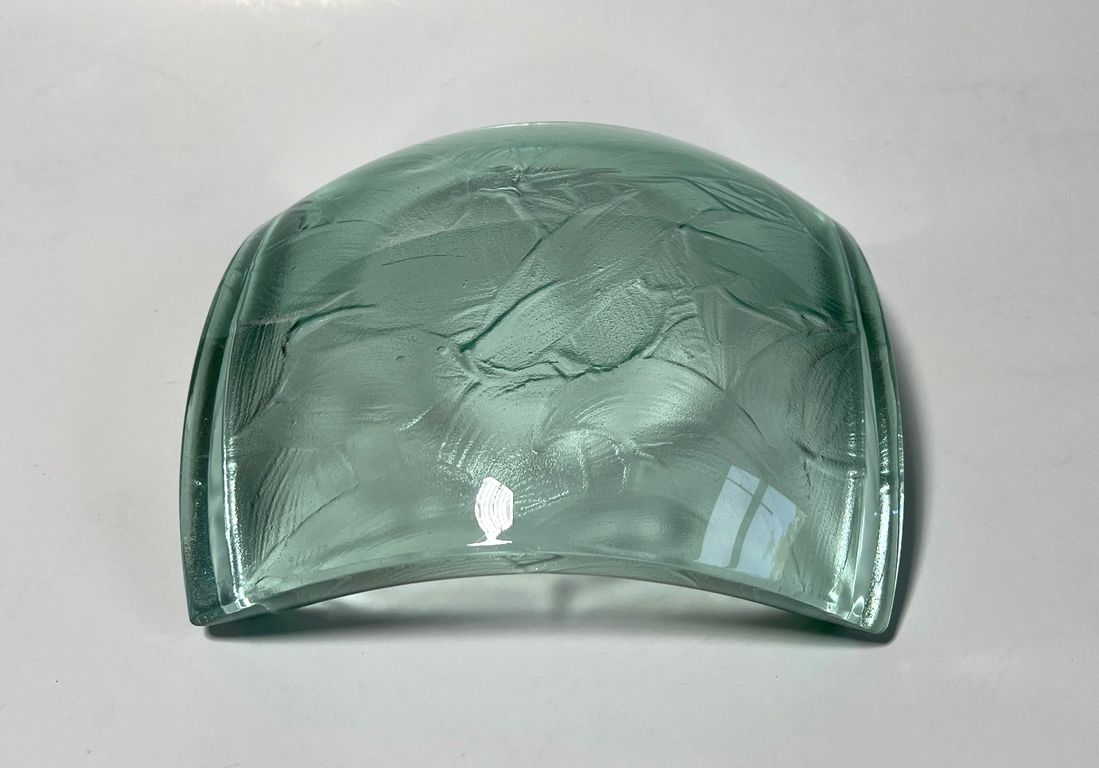 Vintage 90s Stephen Schlanser Jade Art Glass Bowl Brush Stokes