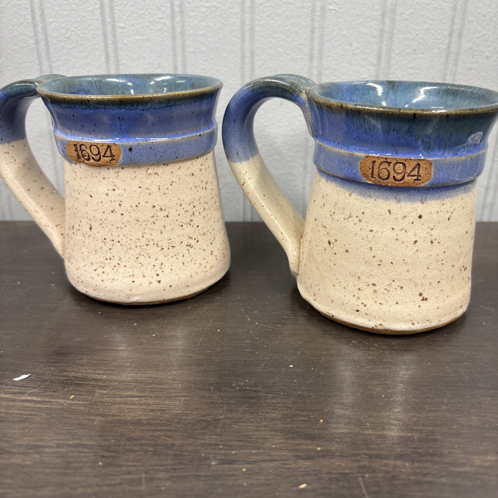Vintage The Annapolis Pottery 1694 Maryland 15oz Mug Stamped Set Of 2