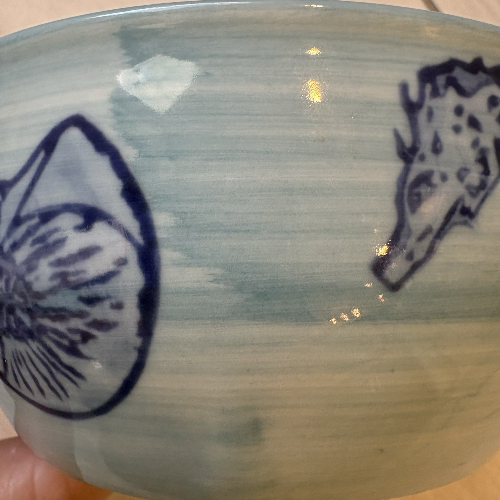 Yokohama Studio Hand Painted Bowl 5” Sea Horse Ocean Coastal Nautical Blue Kelp