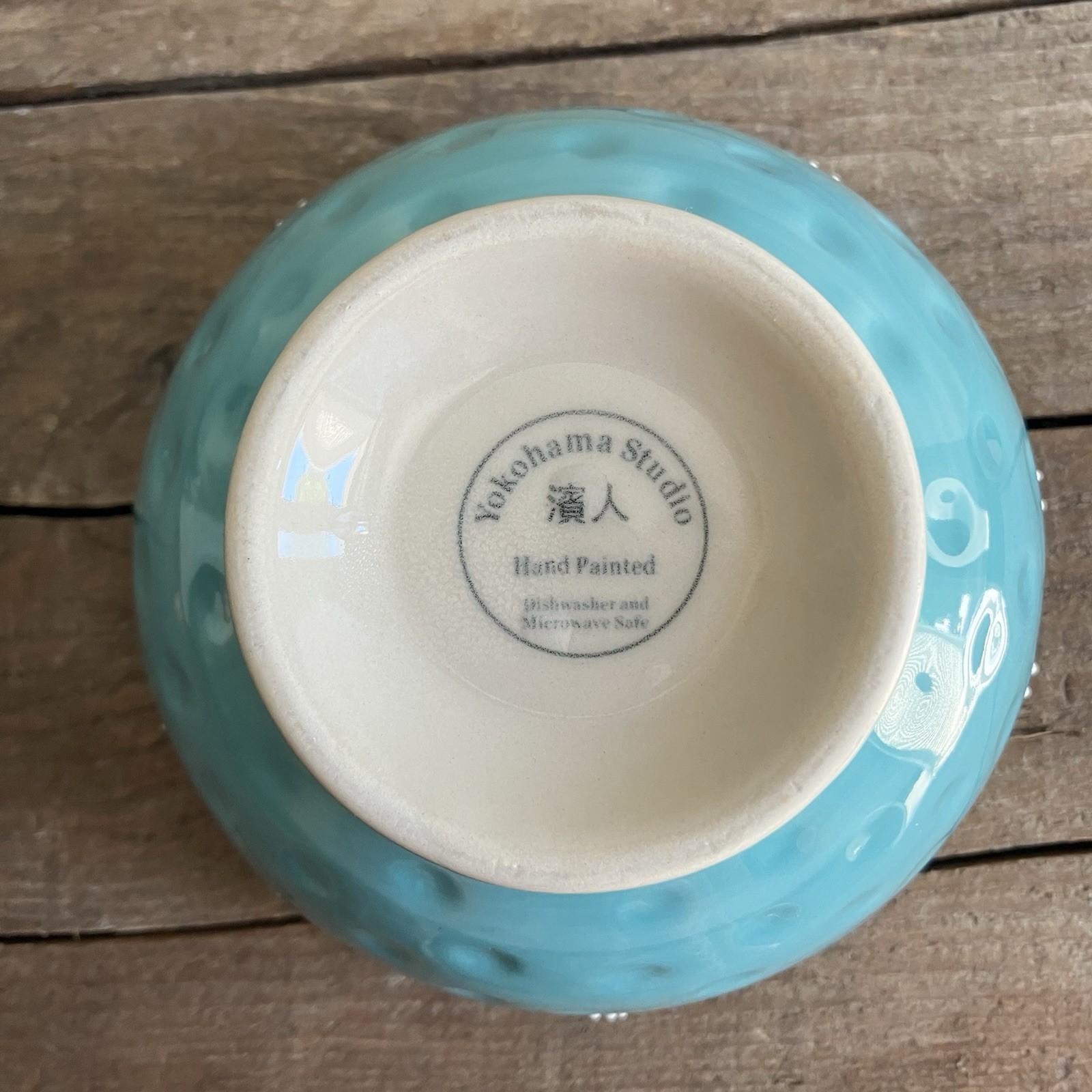 2 Yokohama Studio Japan 6″ Rice Soup Noodle Bowls Hand Painted & Embossed Dots