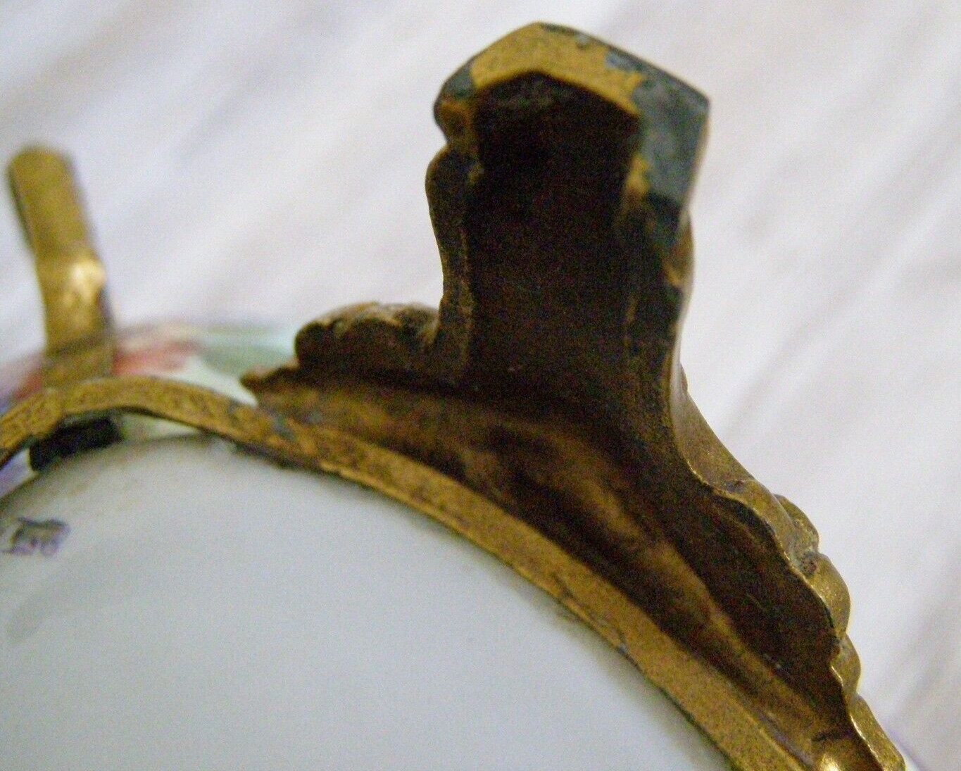 Antique Karlovy Vary Porcelain Serving Dish Gilt metal base bottom stamped #23