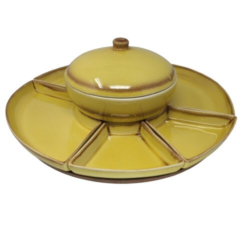 1950s Nancy China 29 Buffet Lazy Susan Fondue Relish Taco Tuesday Ceramic Set