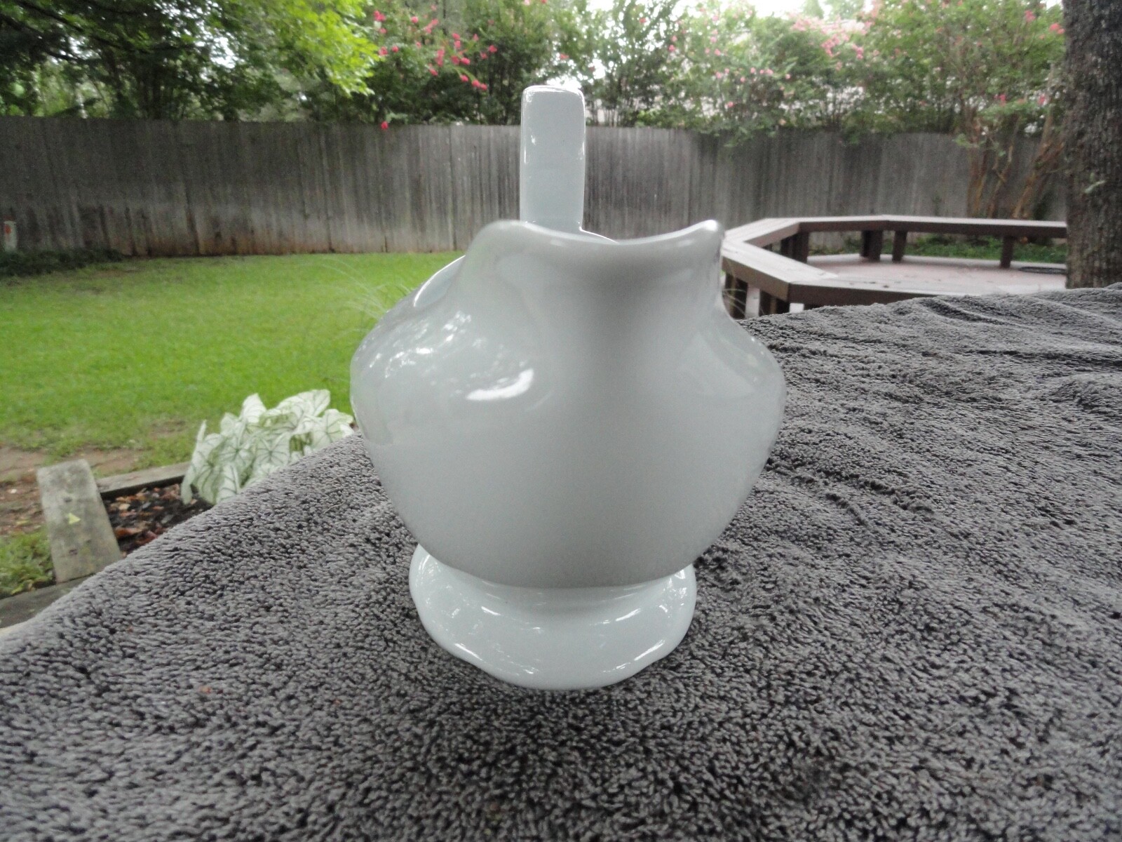 Dansk Ivy Embossed Fruit and Leaves Solid Pure All White Gravy Boat
