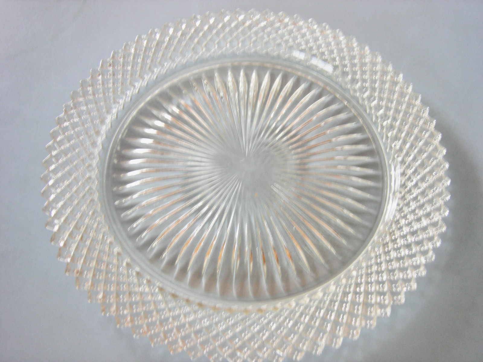 Anchor Hocking Glass MISS AMERICA Crystal Dinner Plate-10 1/4″ – EXC