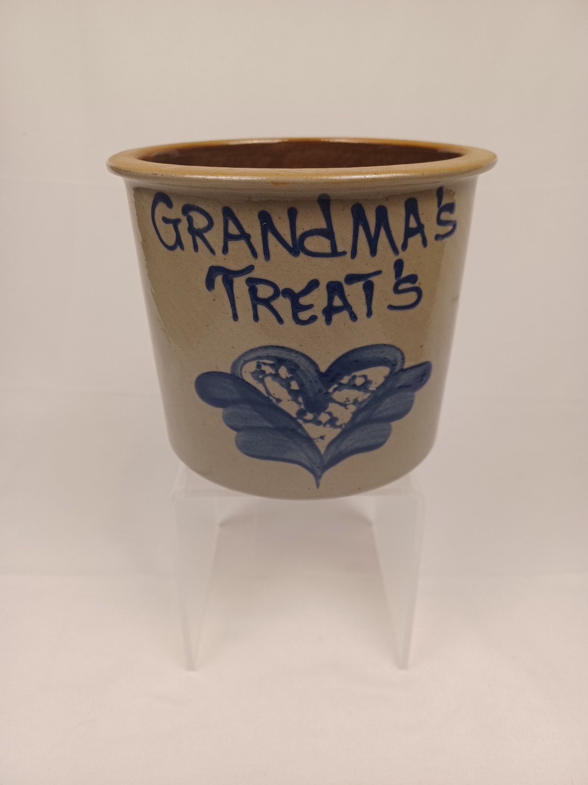 Vintage Beaumont Brothers Pottery Salt Glazed Stoneware Crock Grandma’s Treats