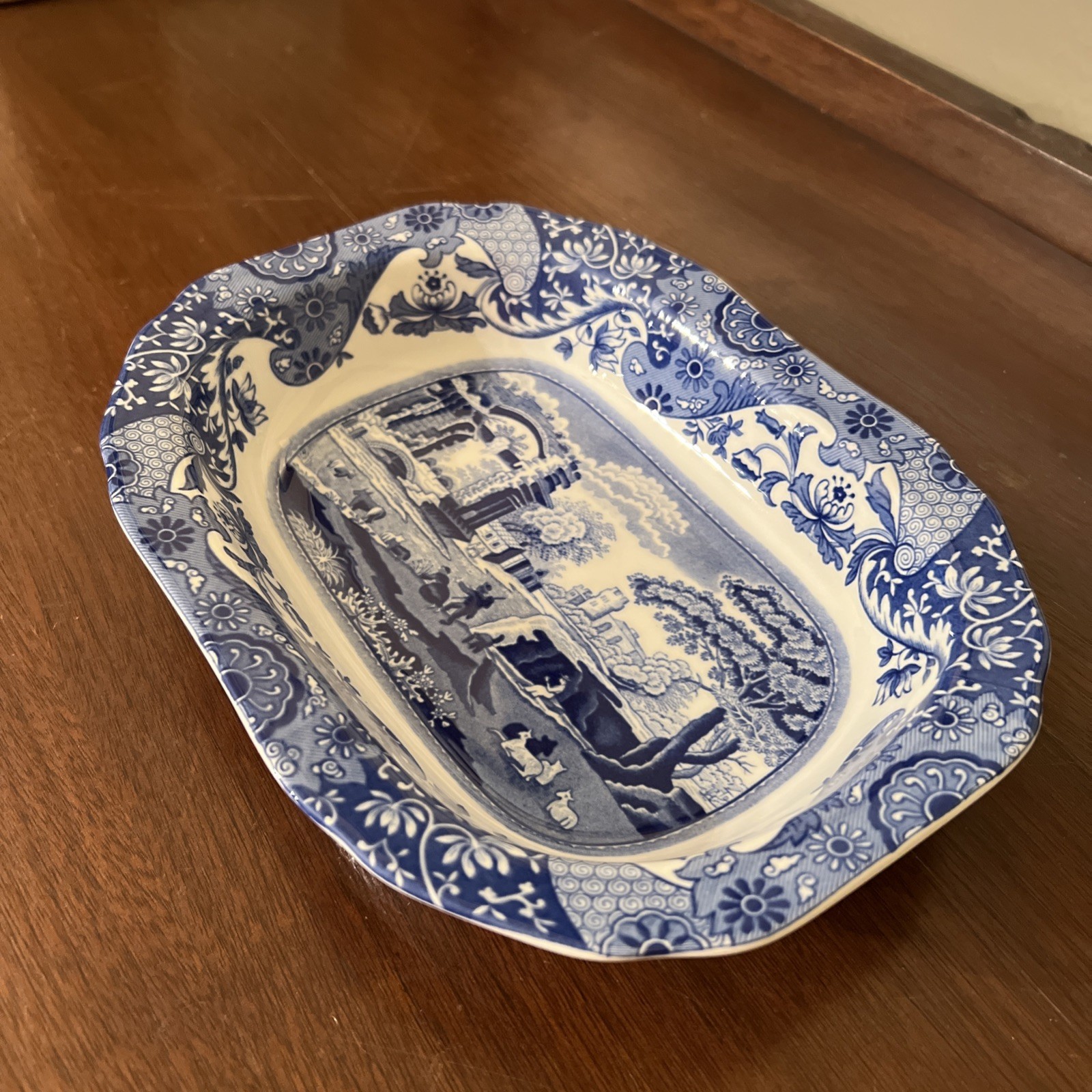 Spode Blue Italian Oval Serving Dish 9 x 6 1/2 inches