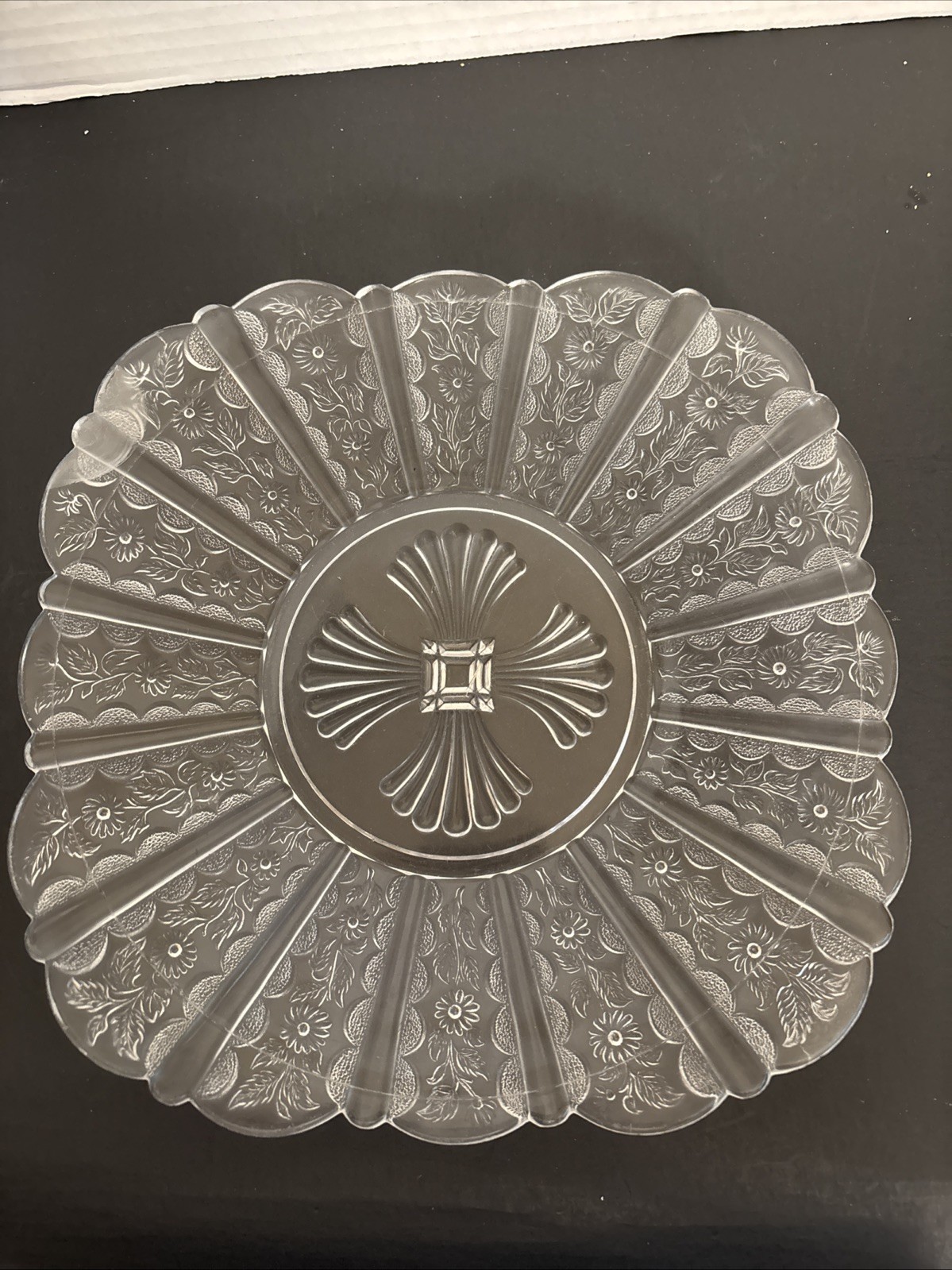 EAPG Bryce Bros Brazil; Paneled Daisy Square Plate 9.25″ 1888