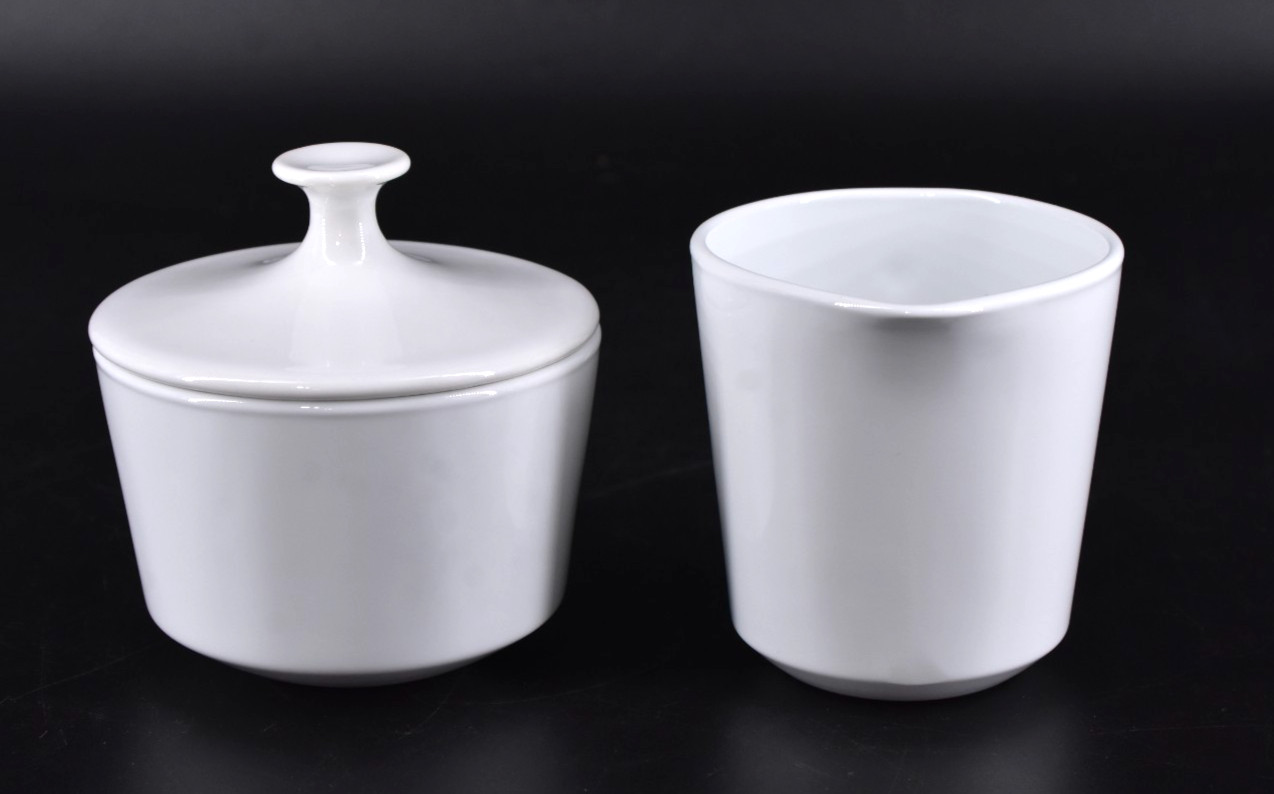 Vintage Corning Centura Coupe White Creamer and Sugar Bowl Set with Lid