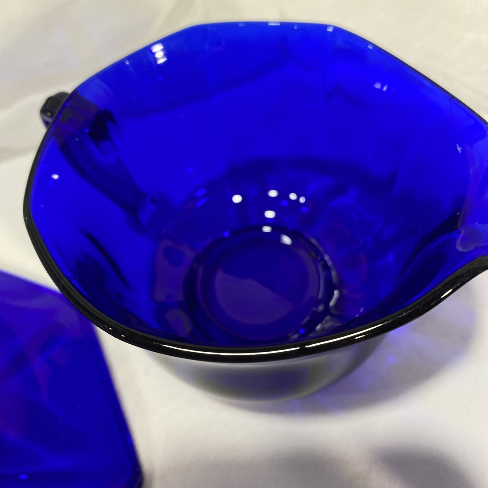 VTG Beautiful Cobalt Blue Cup And Saucer With Creamer Octagon Shape (Extra Cup)