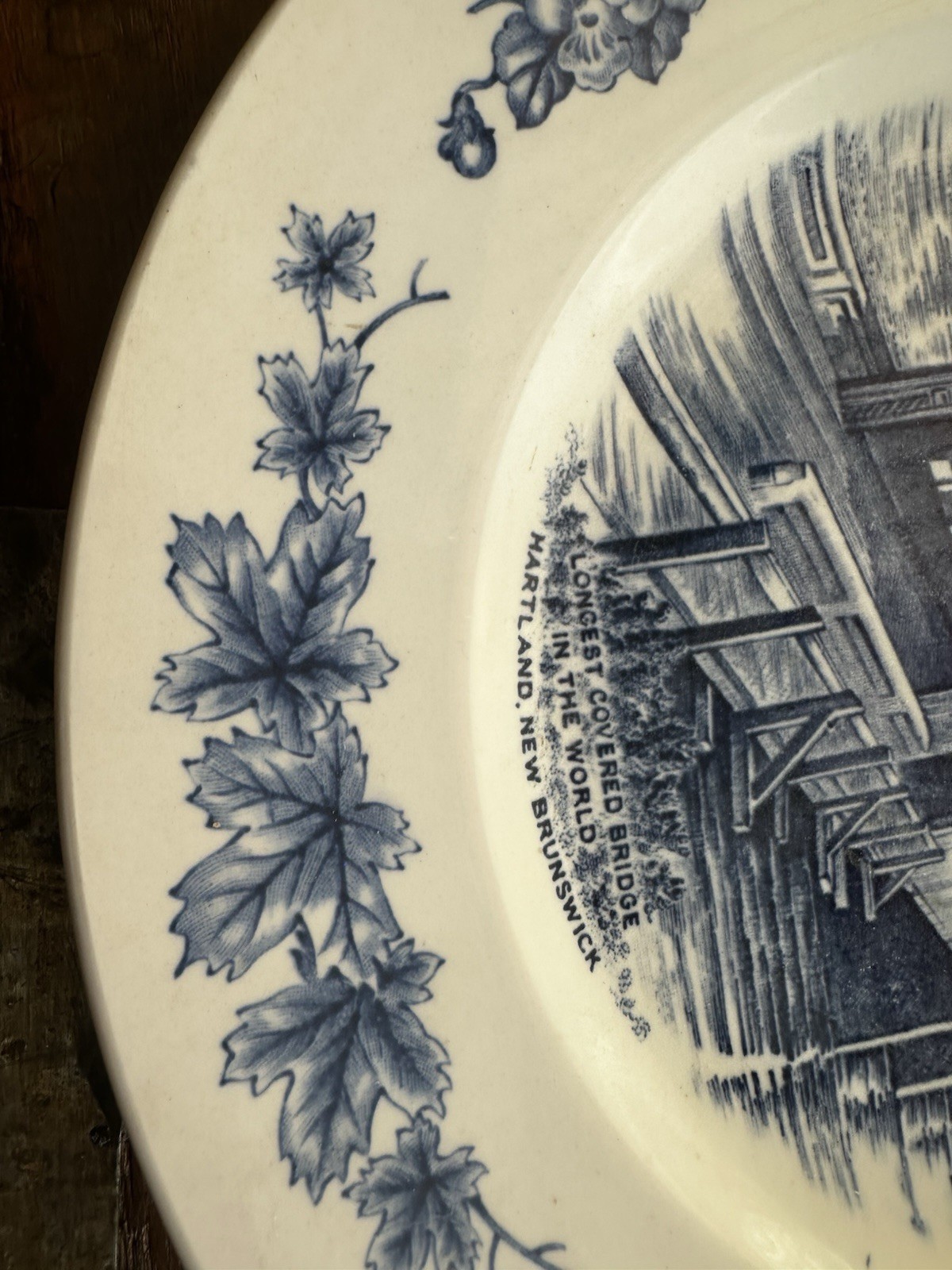 Vintage Wood & Sons Atlantic Canada Covered Bridge Transferware Plate Cottagecor