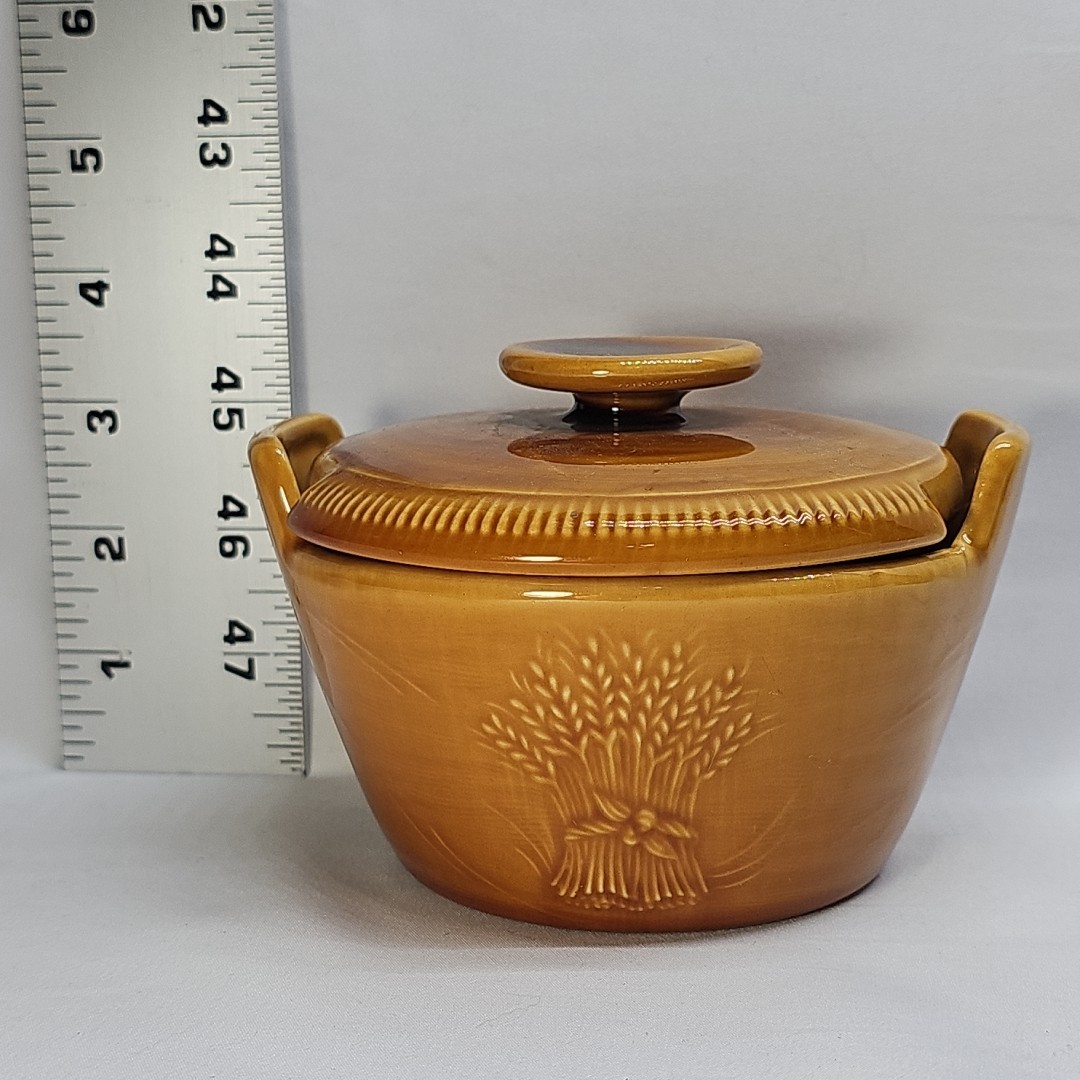 Franciscan BROWN WHEAT PATTERN Creamer and Sugar w/Lid & 2 Scoops CALIFORNIA