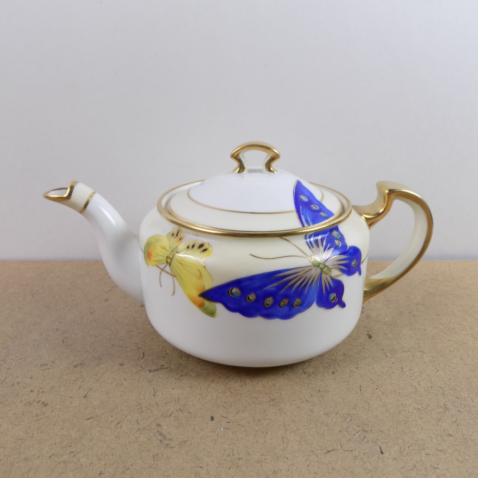 Noritake Nippon Butterfly Teapot Antique Japanese Porcelain 8.5″x4.25″ VGC