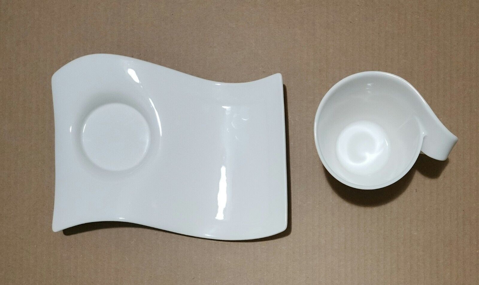 Villeroy & Boch NewWave White Coffee Cup & Saucer Set Porcelain Asymmetrical