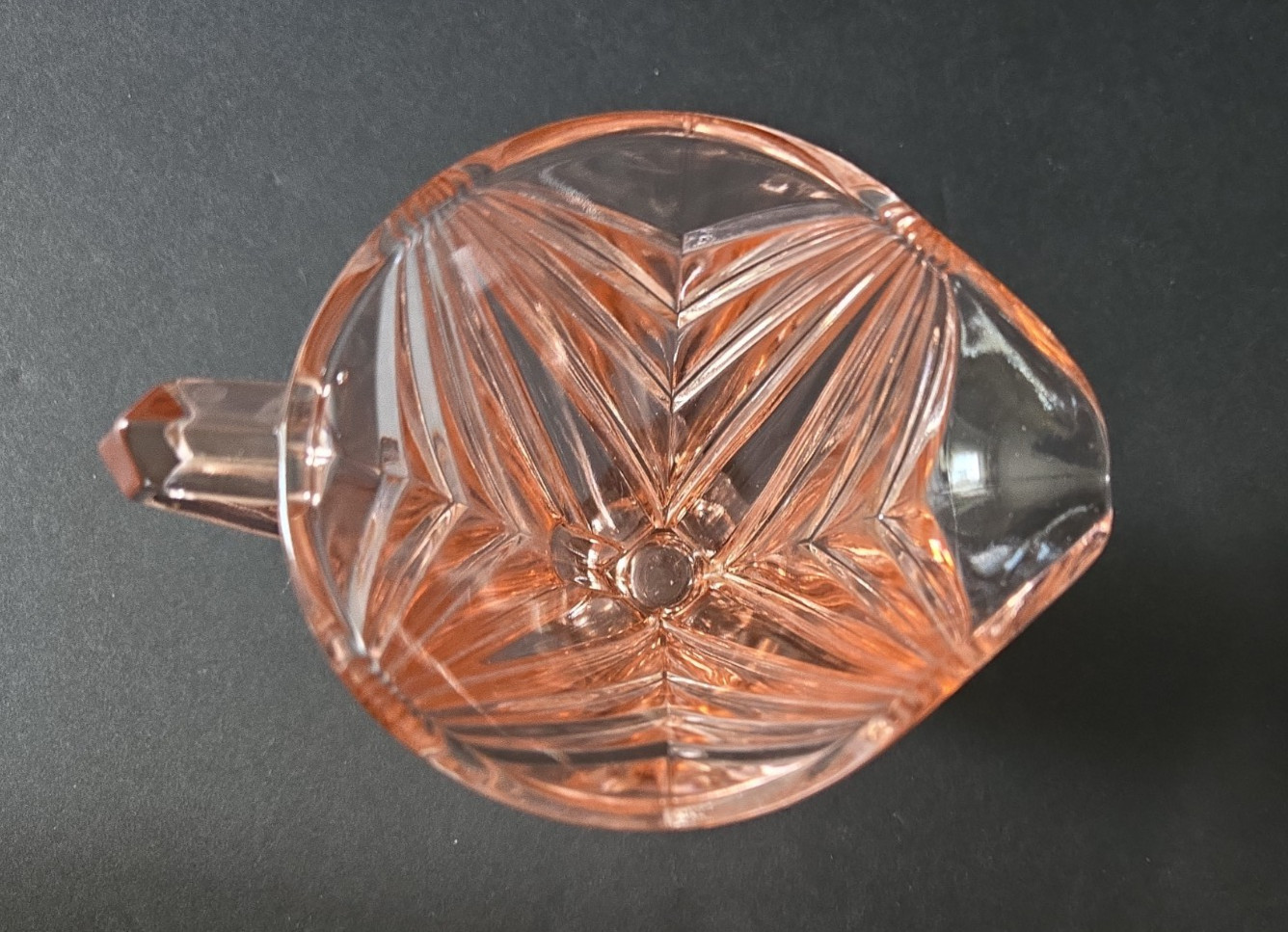 Vtg Indiana Glass Pink Pyramid Creamer and Sugar Bowl Set Art Deco Depression