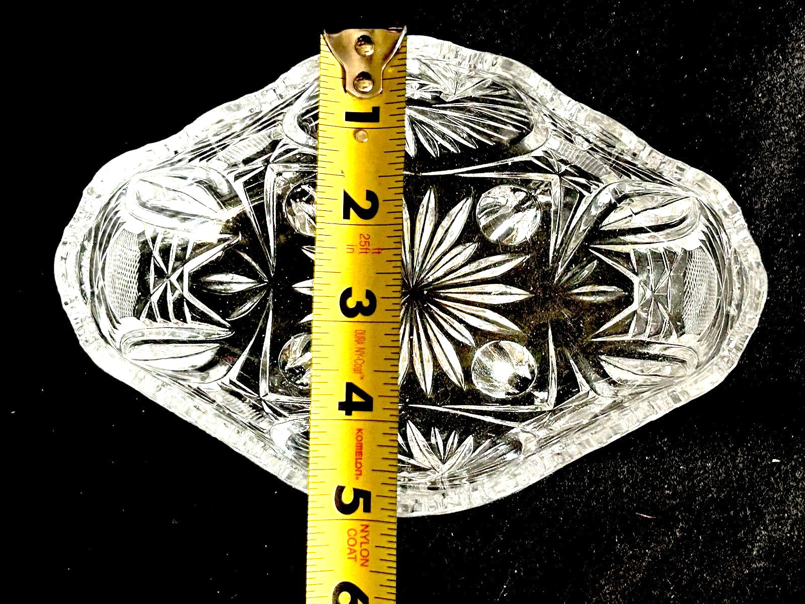 Crystal Glass Footed Bowl 7”L x 5”W X 4”H Vintage