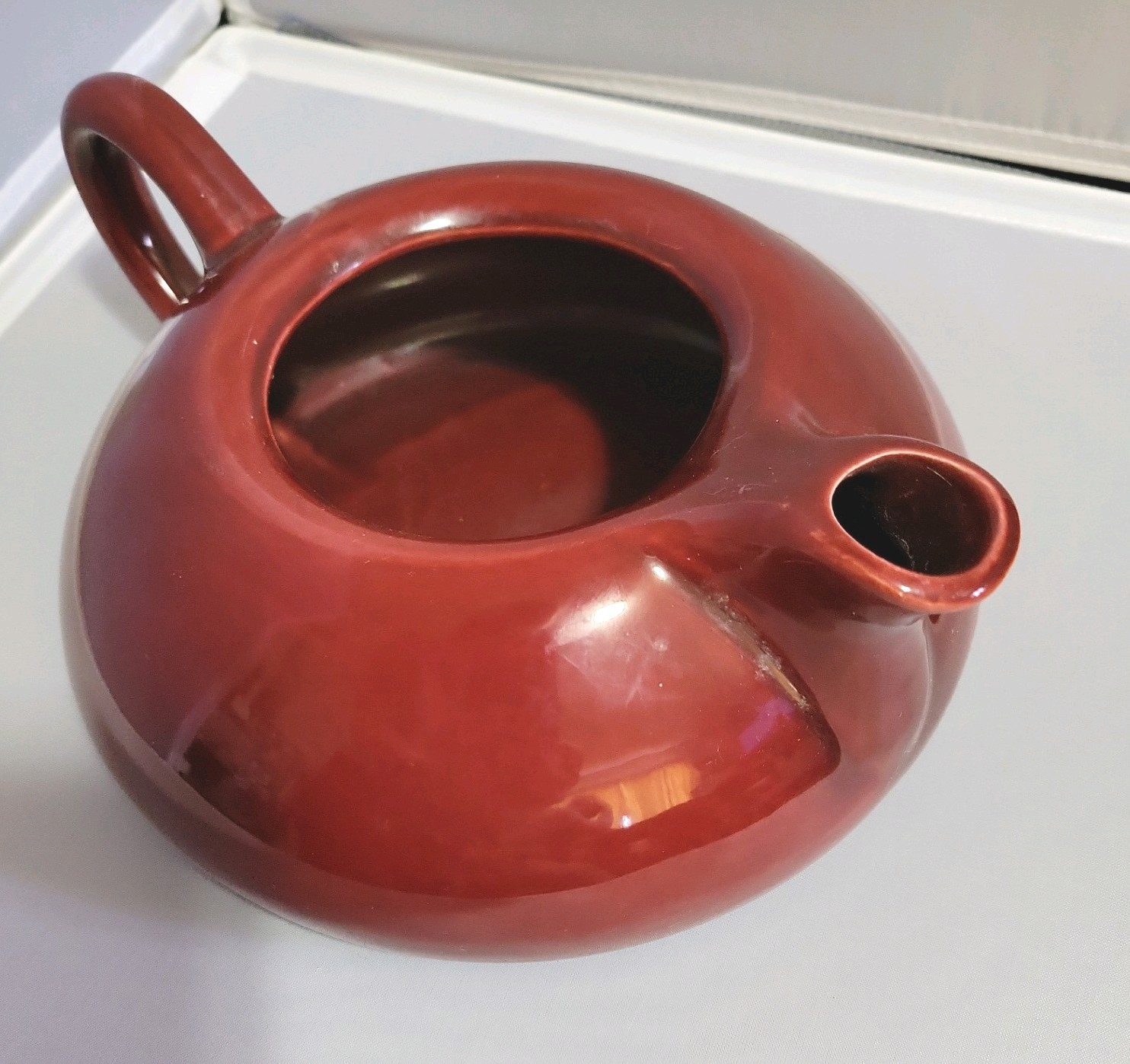 Hollydale California Tea Pot Malibu Modern Maroon Red MCM 1948 Teapot Vintage