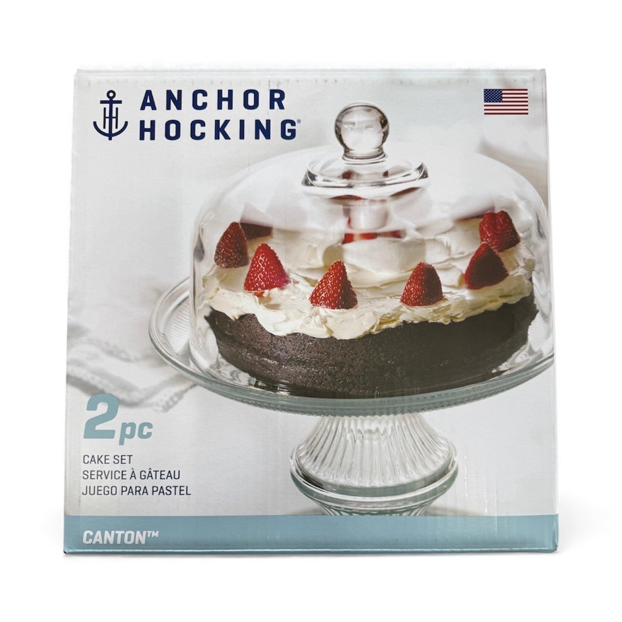 Anchor Hocking Canton Cake Stand- NEW-Can be converted to a Punch Bowl 12.5″