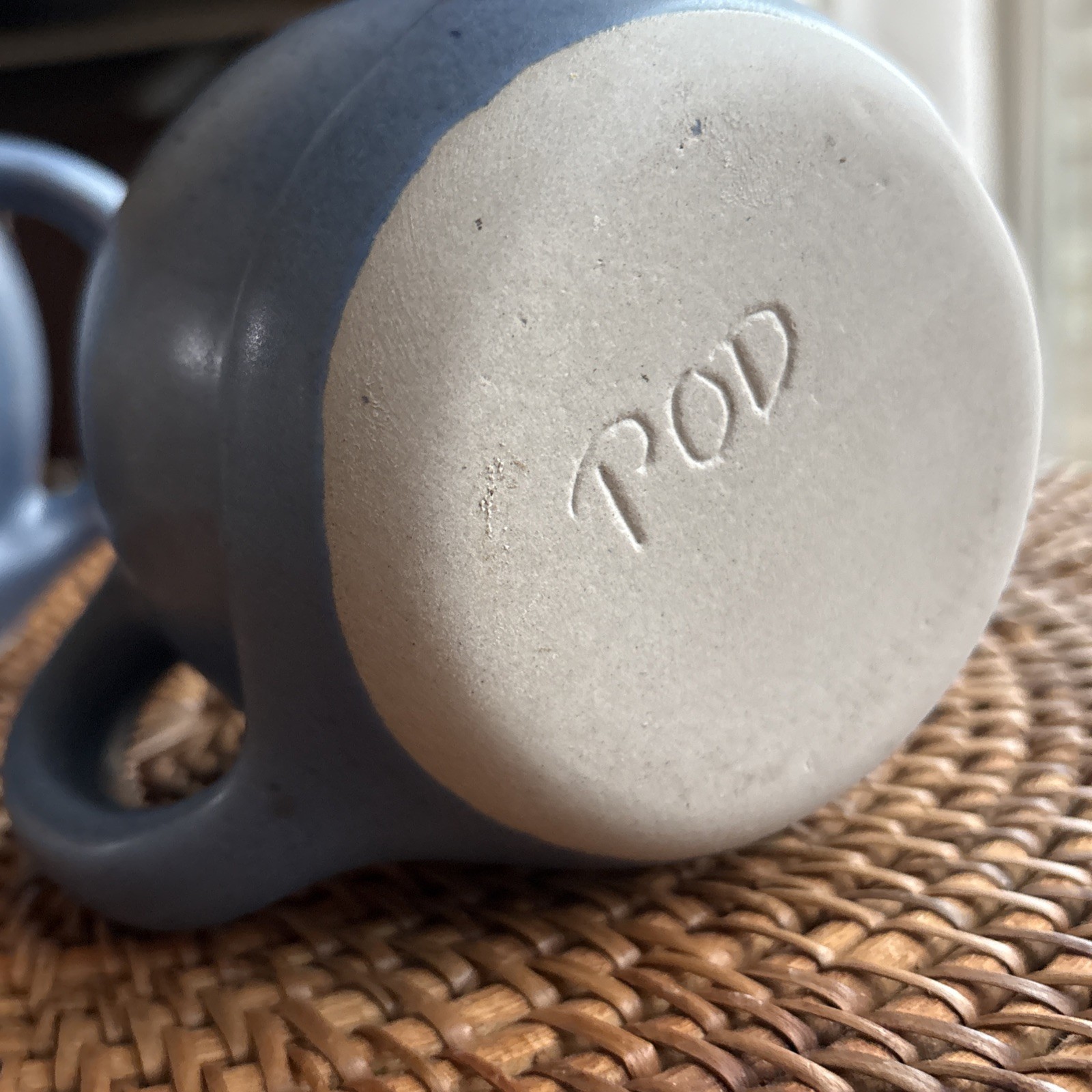 POD Studio Art Pottery Blue Chickadee Mug Maine Signed Vintage