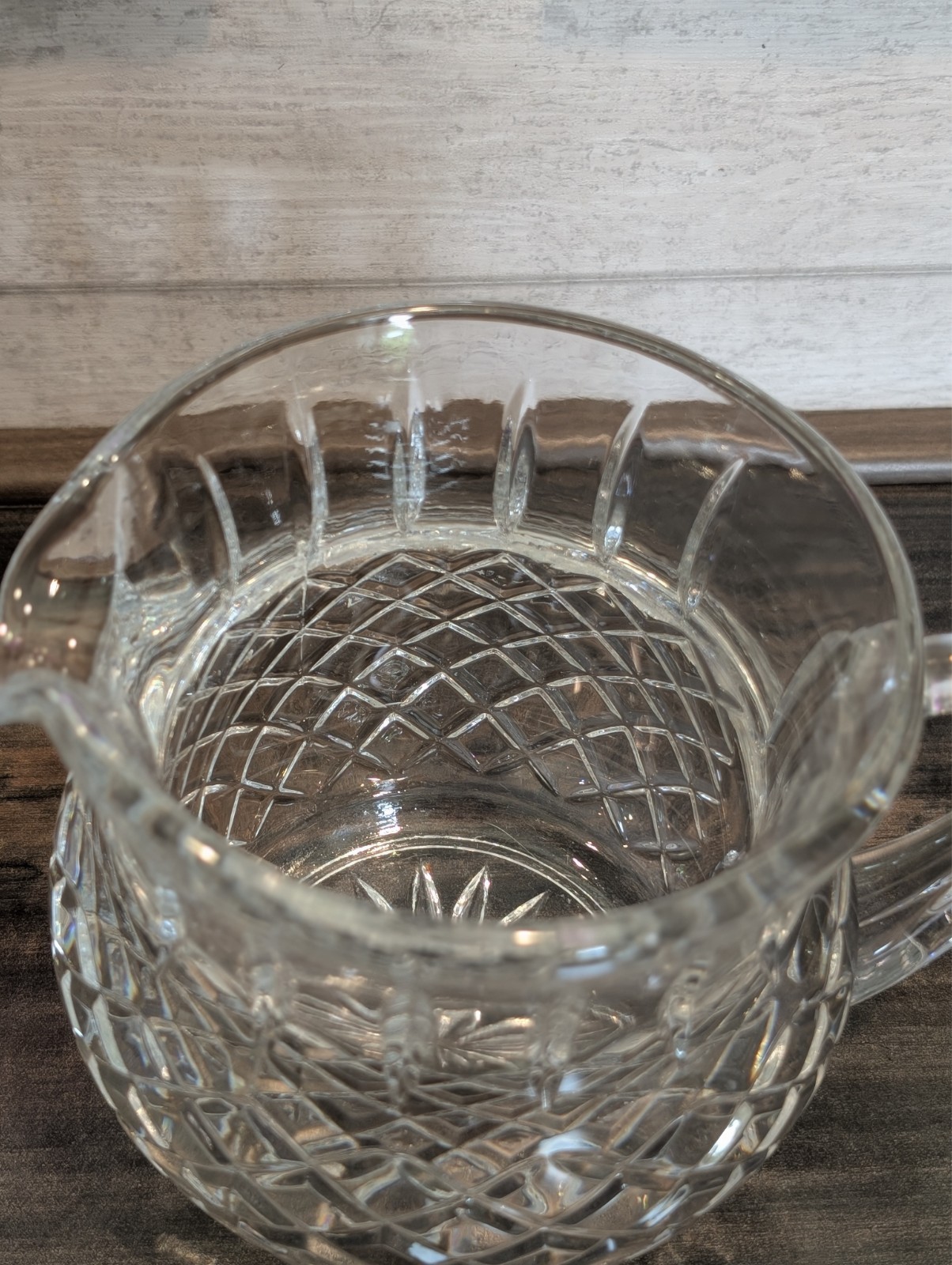 FTD Crystal squat retro criss cross pattern water pitcher 16oz
