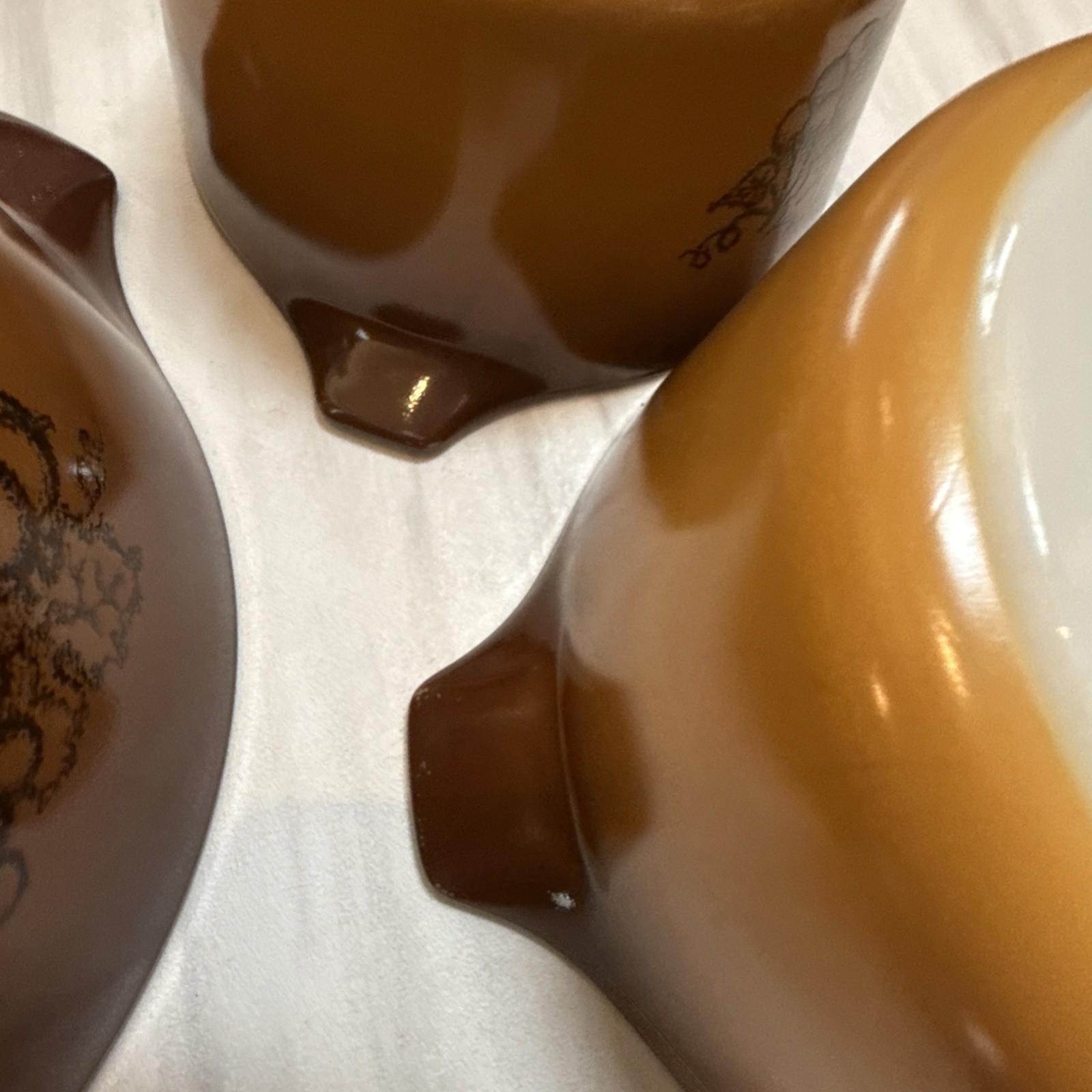 Lot of 3 Vintage Pyrex Old Orchard Brown Casserole Set with Lids 473, 474 475