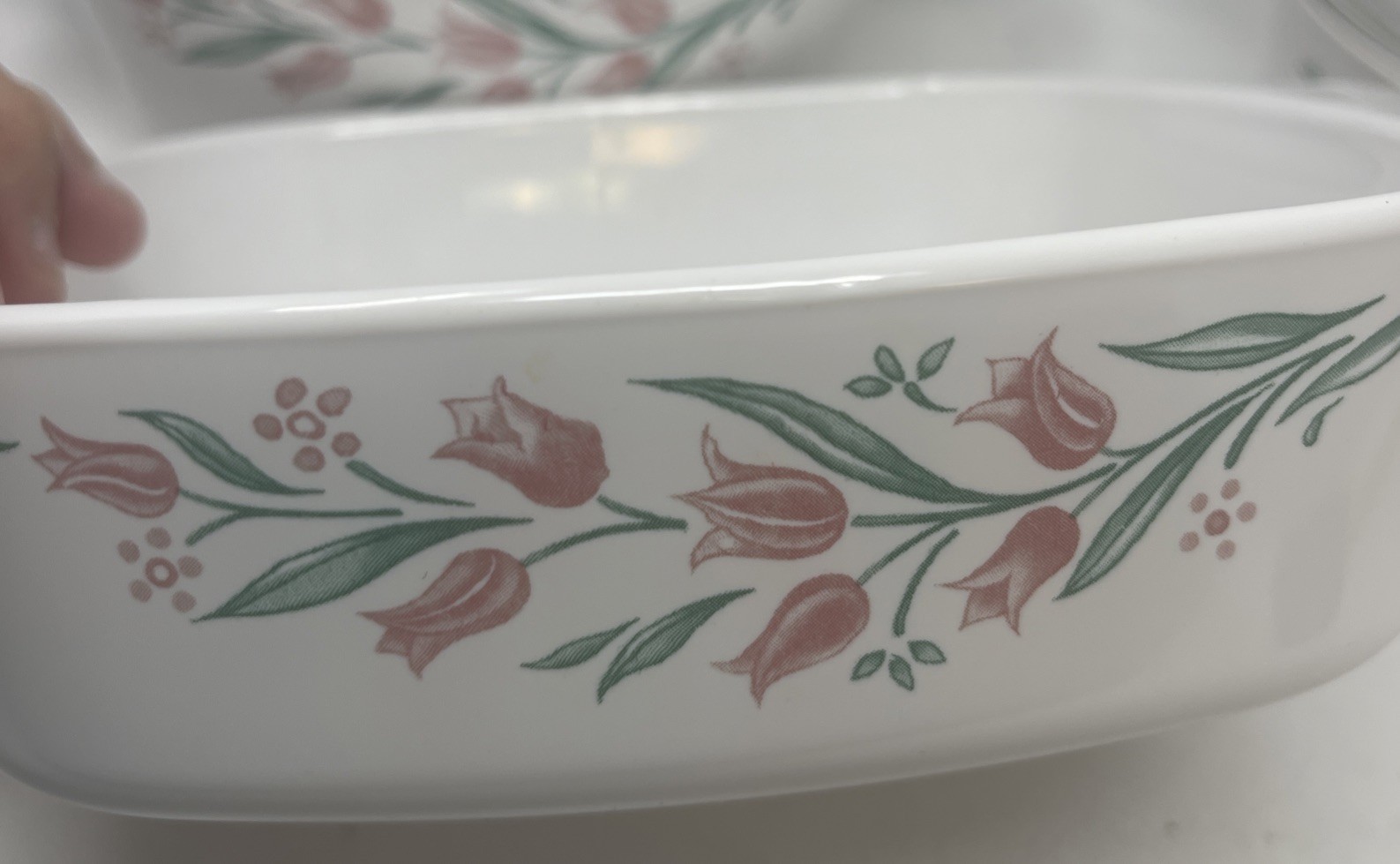 3 VTG Corning Ware Casserole Dishes w/ Lids A-1-B & A-2-B Rosemarie Pink Tulip