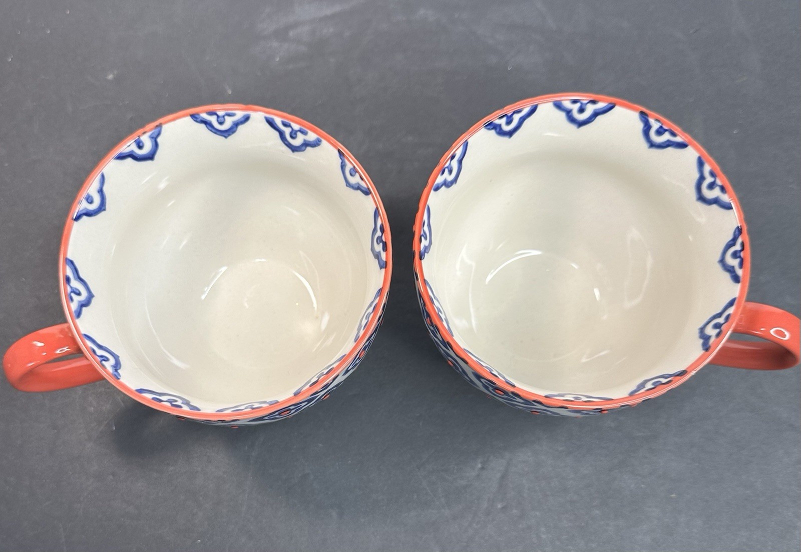 Yokohama Studio Hand Painted Raised Dot Floral Ceramic Mug Set 2 Japan Beautiful
