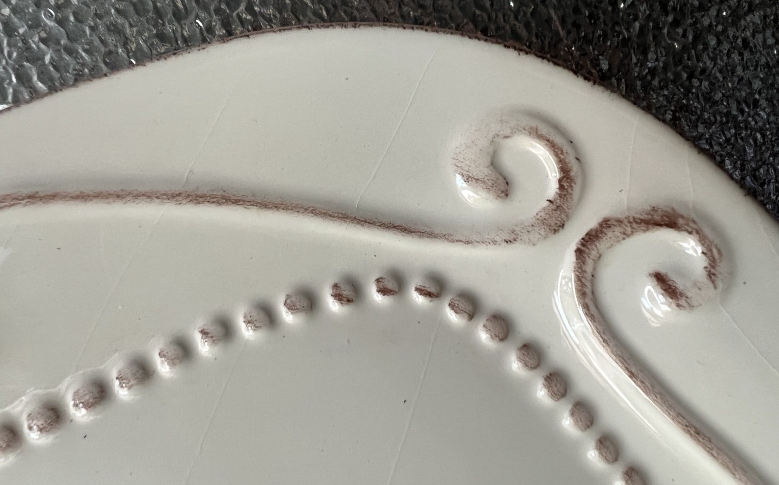 Vintage ANTIQUE ROOSTER By Jay Rooster Pattern Embossed Cream Platter Tray