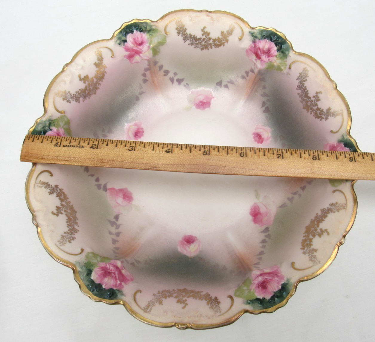Antique Royal Austria O&EG hand painted Serving berry Bowls Pink Roses gold