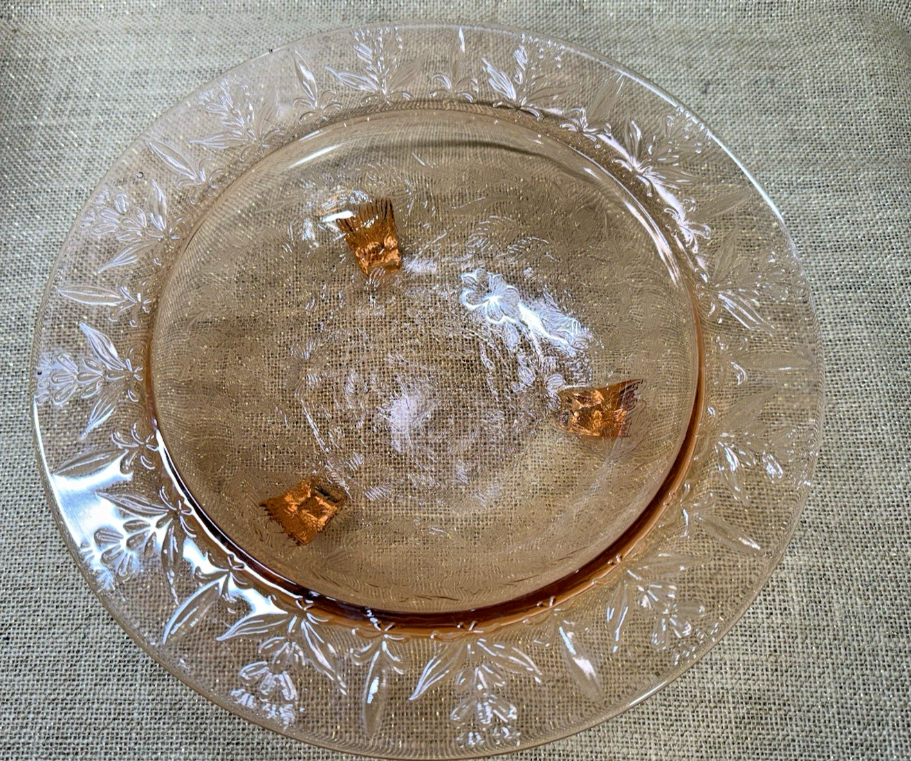 Vintage KIG Malaysia Pink Glass Dinnerware Set 34 Pc Fleur De Lis Trellis EUC