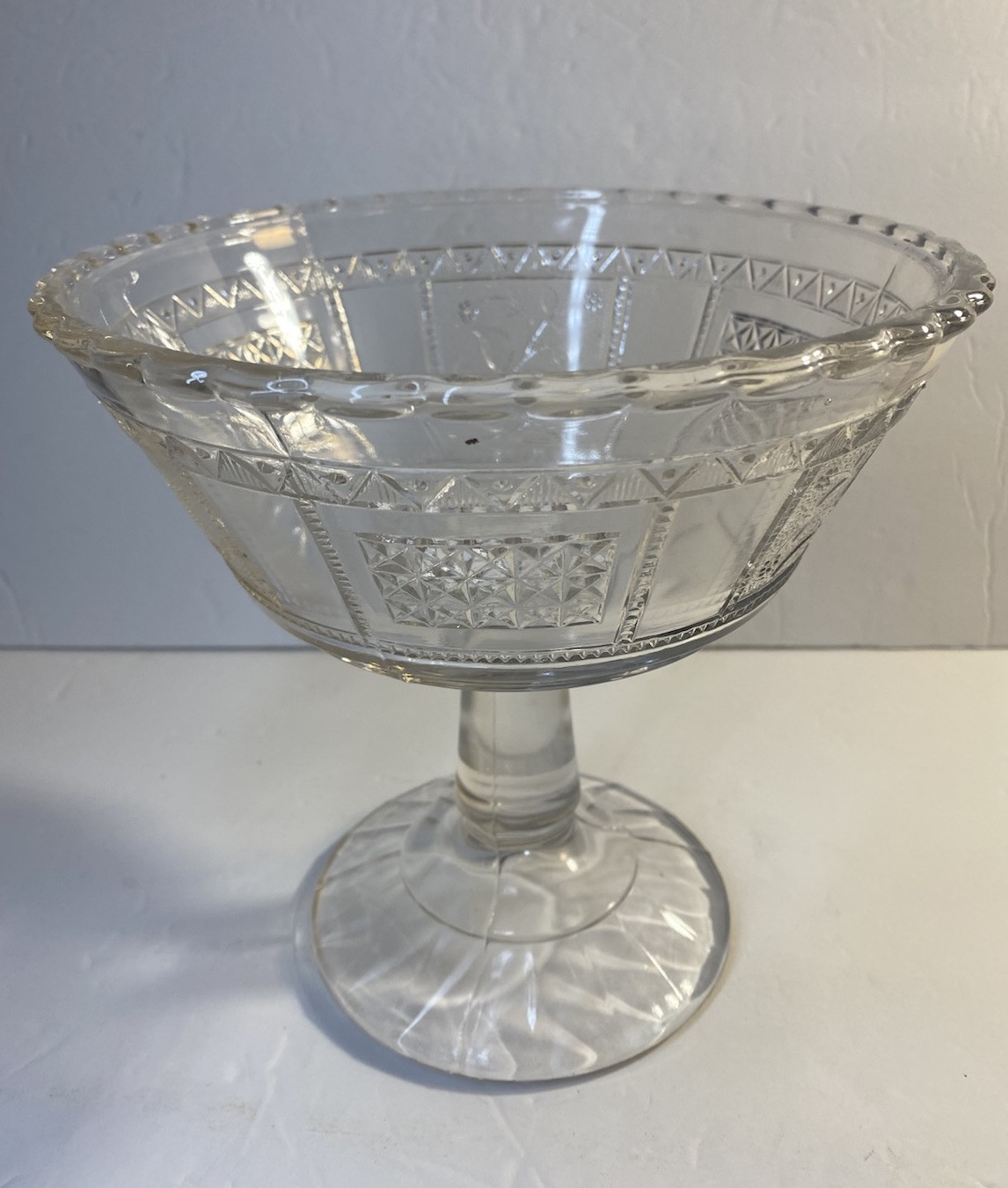 EAPG Bryce Brothers Regal (OMN) Compote AKA Forget Me Not 1883 NO LID 8” x 7” In