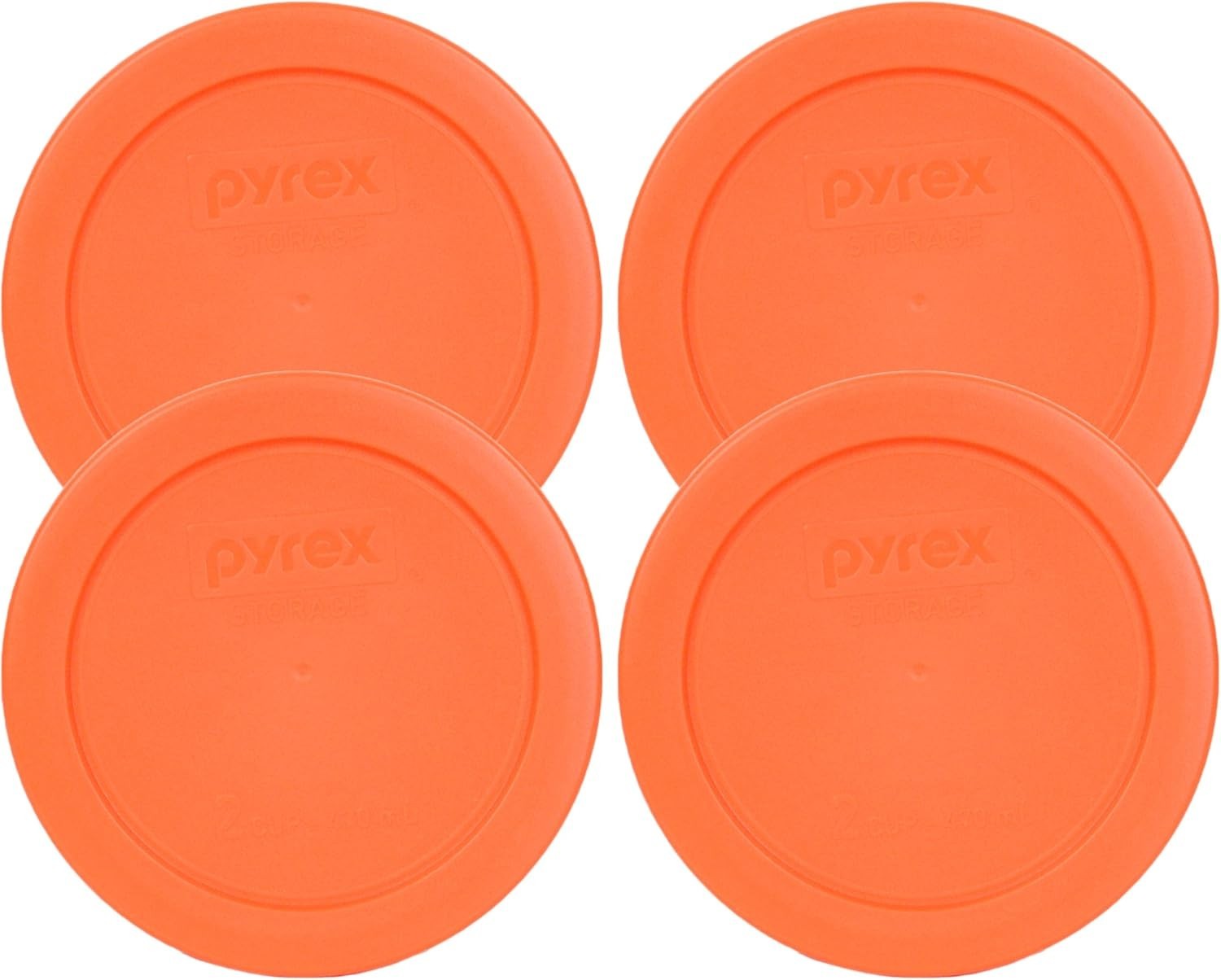 7200-PC Round 2 Cup Orange Storage Lid for Glass Bowls – Genuine Lids – 4 Pa…