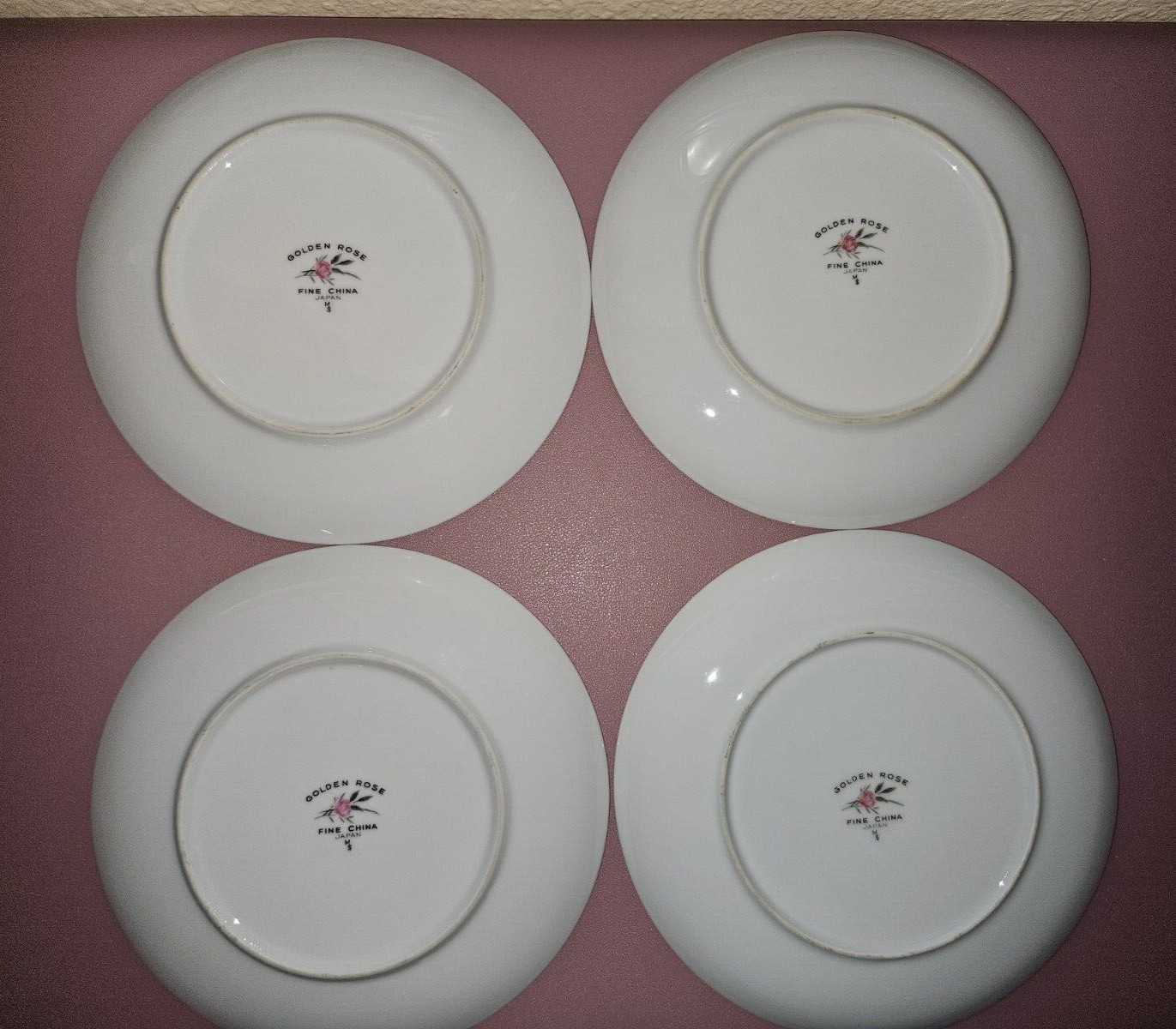 Vintage 1950s Golden Rose Fine China Japan Salad Plate 7.5″ Set of 4