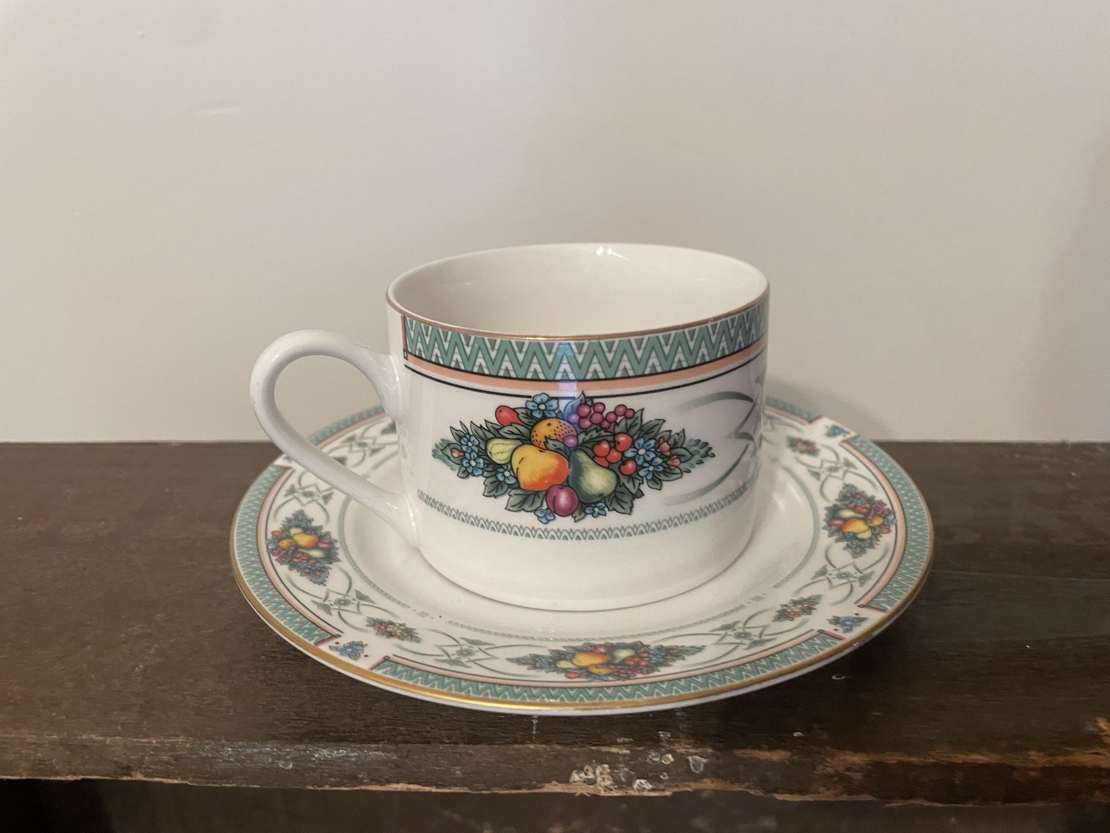 Vintage Retroneu Fruit Fantasy Cup & Saucer Set Fine China Prestige Collection