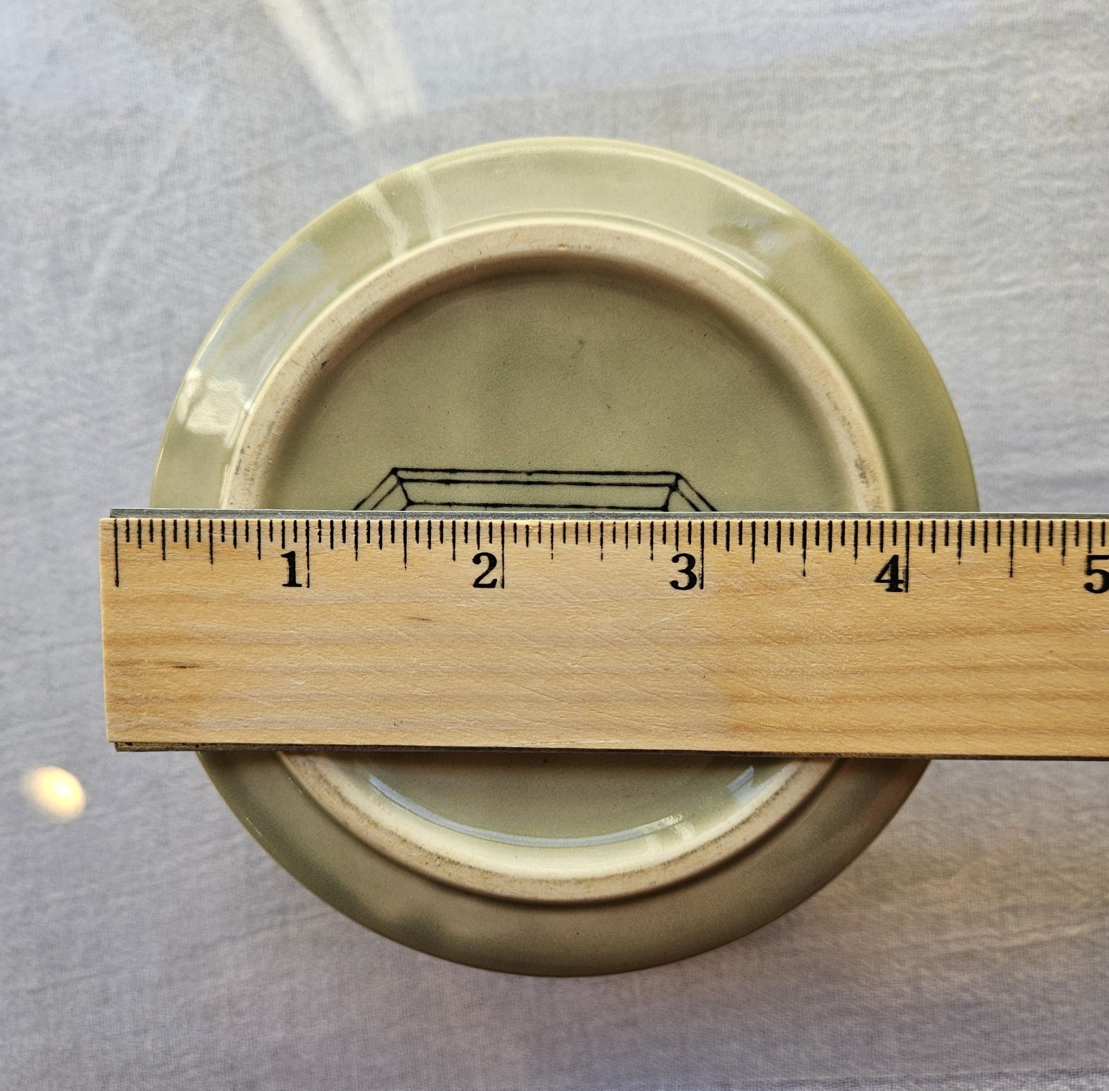 Topaz Stoneware Japan Vintage Olive Green Square Bowl Hand Painted Oven Proof