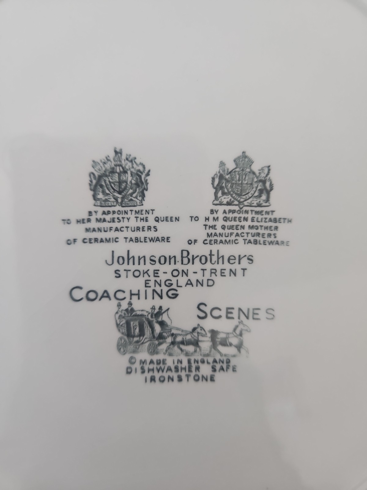 Johnson Brothers Blue White Coaching Scenes 10″ Dinner Plate – England Swirl