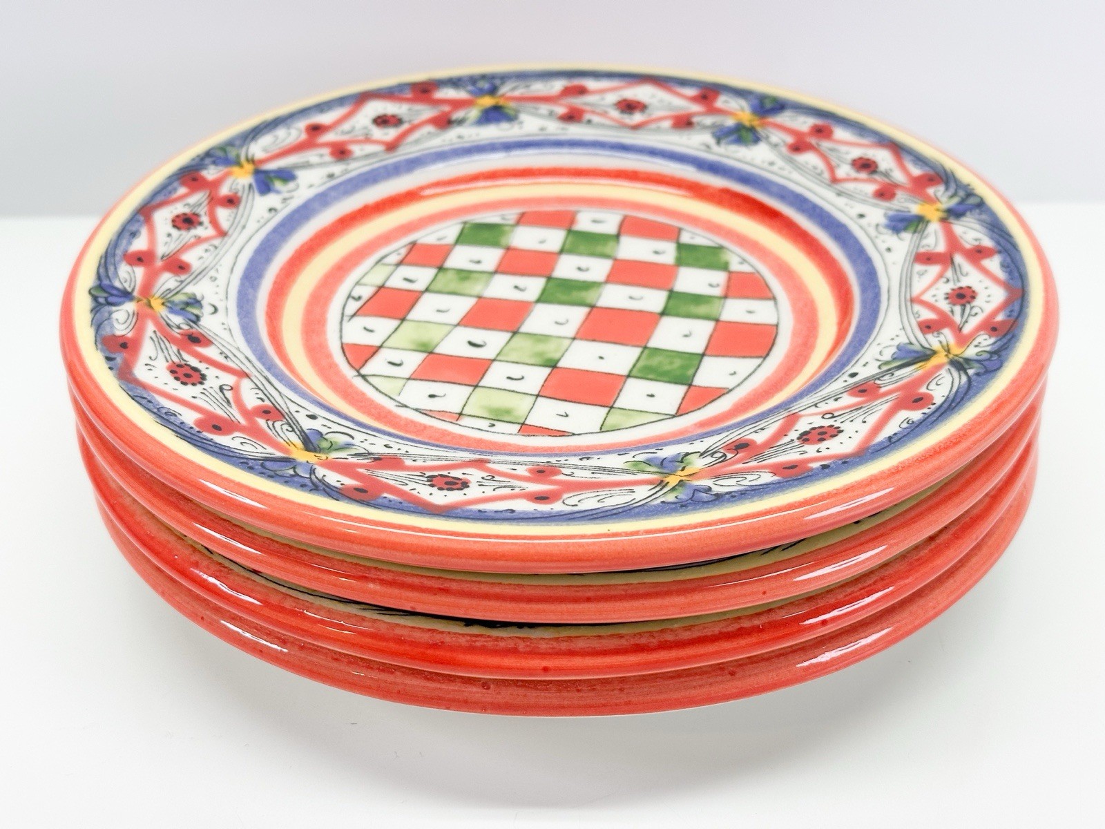 Set Of 4 Williams Sonoma LUCCA Stoneware Salad Dessert Plates 9” Made In Italy