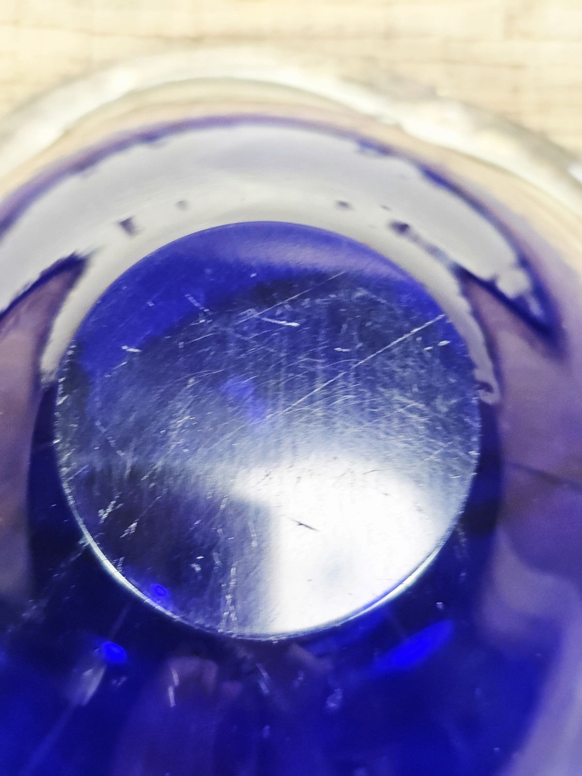 VTG Scandinavian Cobalt & Clear Candy Dish, 2″ Tall X 6″ Diameter