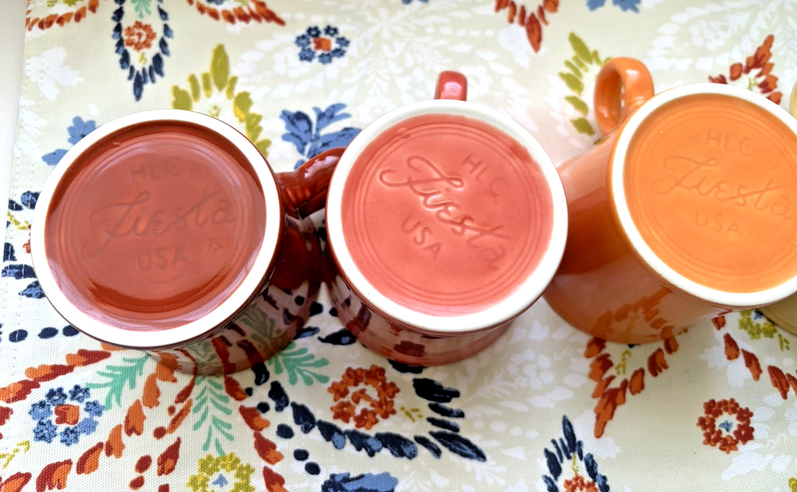 Fiesta Coffee Mugs – Ring Handle – Mixed Color Lot of 4 – HLC Fiestaware