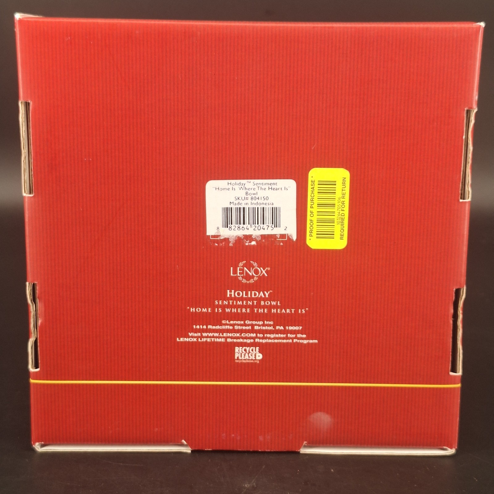 Lenox Holiday Sentiment Bowl Home is Where The Heart Is New In Box