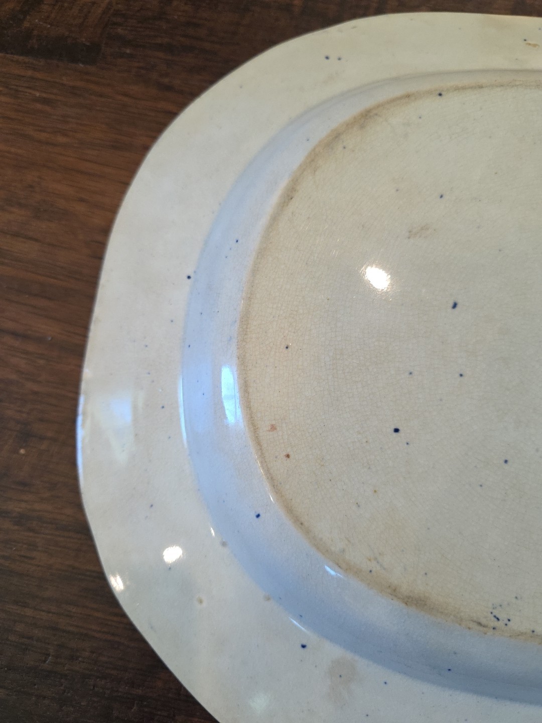 Blue Willow Oval 15.5 X 12.5In Oval Platter Very Old Plate imperfections