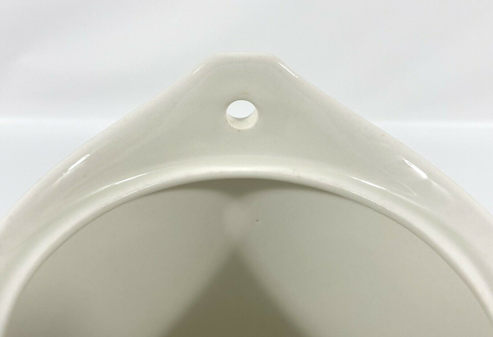 Vtg Danish Style Pottery Coffee Pot White w/ Metal Lid & Handle Carafe 9″ RARE