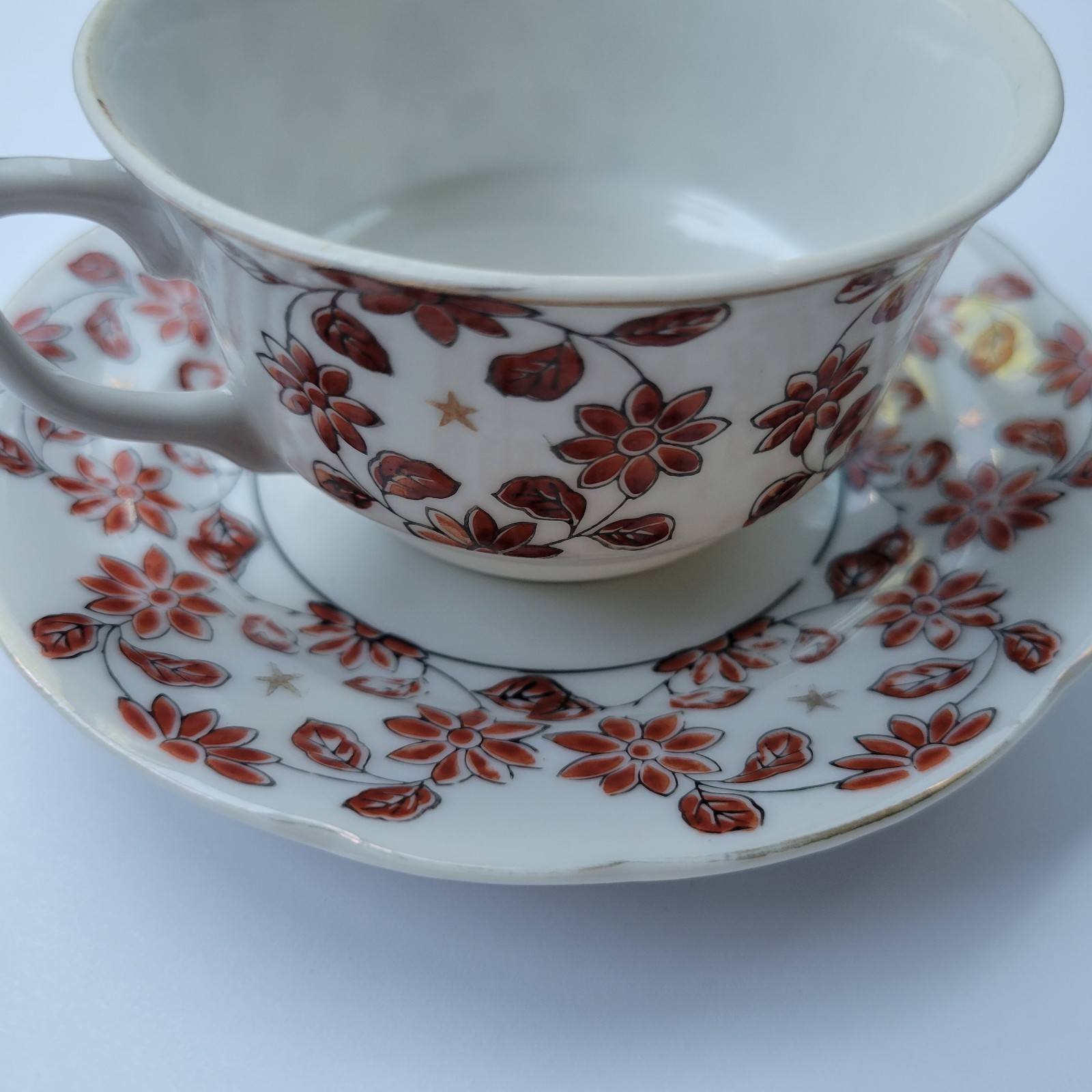 Vintage Porcelain Hadson Chinaware Made In Occupied Japan Teacup & Saucer Floral