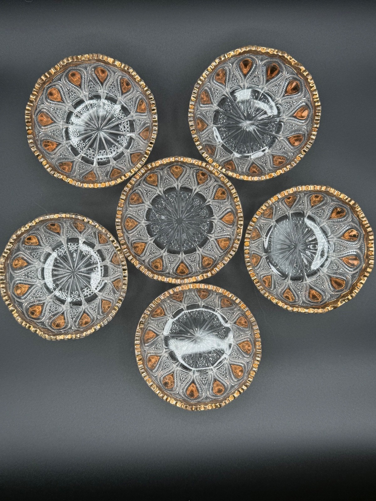 6 Antique EAPG U.S. Glass New Jersey Berry Bowl Pieces 1900-1908 4 1/2”