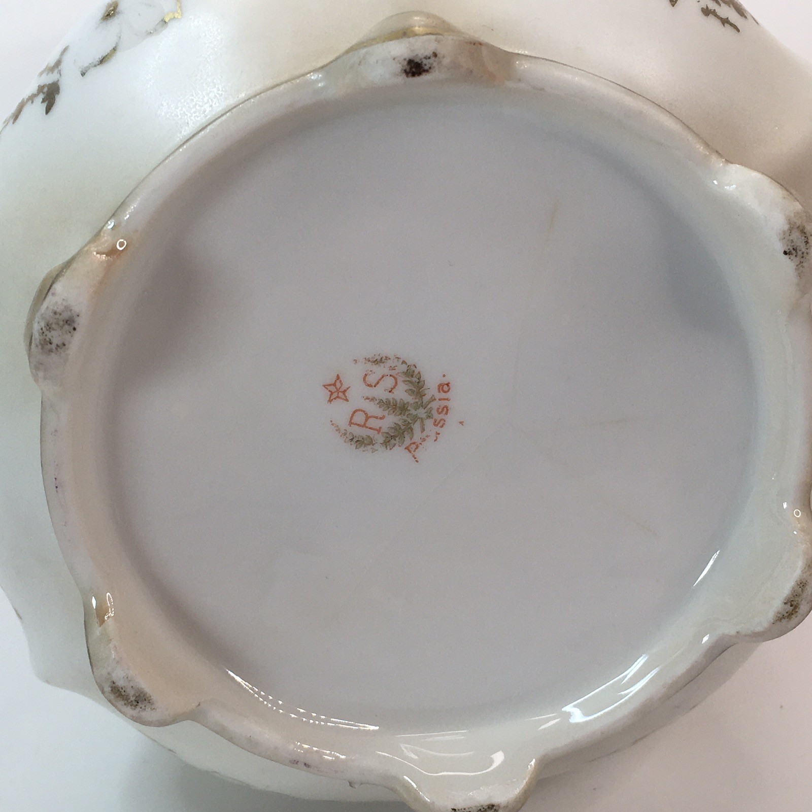 Antique RS Prussia Red Mark Chocolate Pot White Body W/ Pink Rose Gold Accent