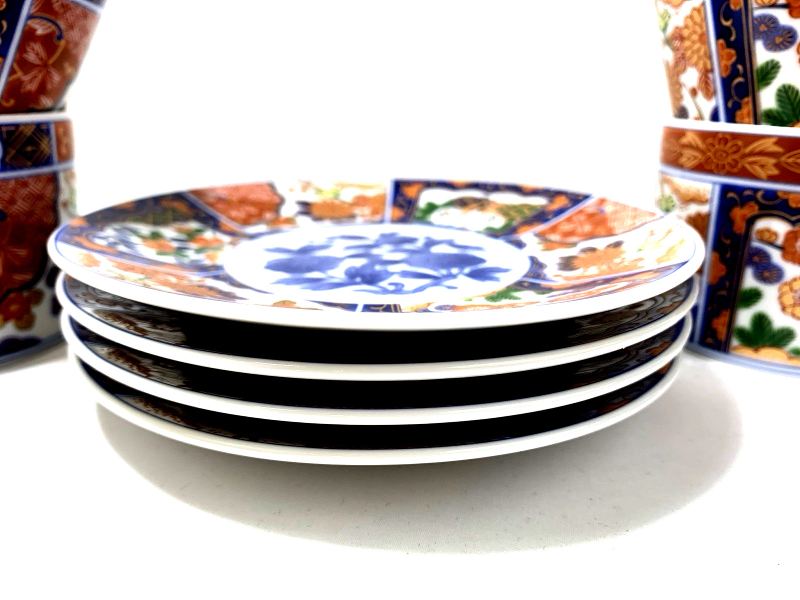 GUMPS KARAKUSA IMARI SET 4 COFFEE TEA CUP&SAUCER 2 SETS AVAIL RED BLU GREN GILT