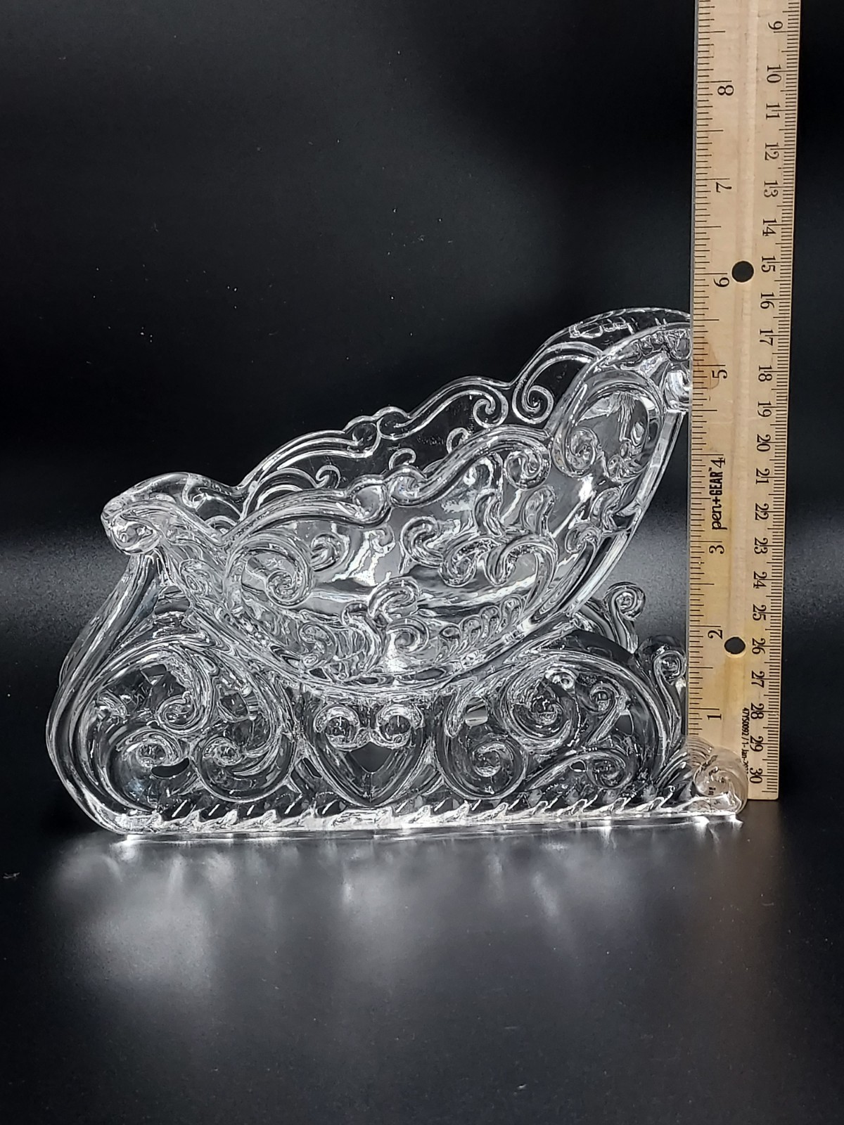 Fifth Avenue Crystal Clear Glass Christmas Santa Sleigh Candy Dish…