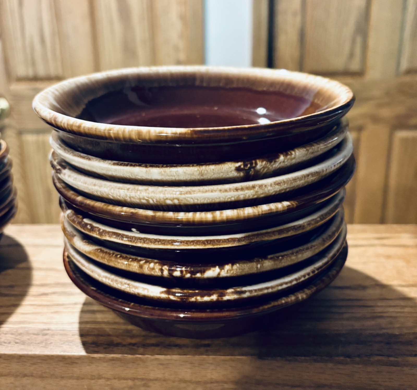 Vintage Hull Pottery Brown Drip Glaze Bowls 6 3/4″ USA Set Of 8