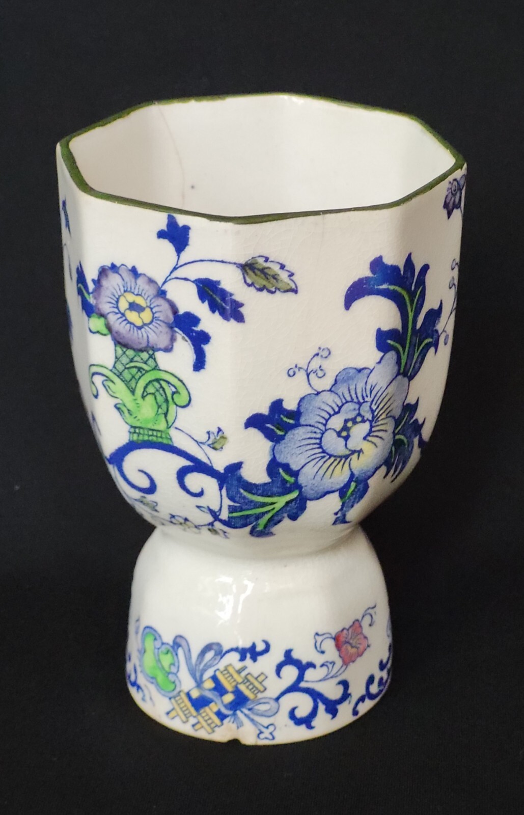Antique Royal Doulton Burslem NANKIN Floral Porcelain Double Cup England c1900