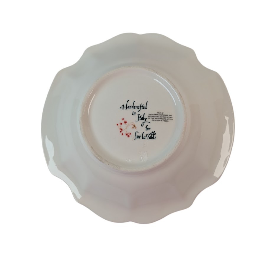Sur la Table Holly and Pine Rim Soup Bowl Holly Vine Border Made in Italy 8 3/4″
