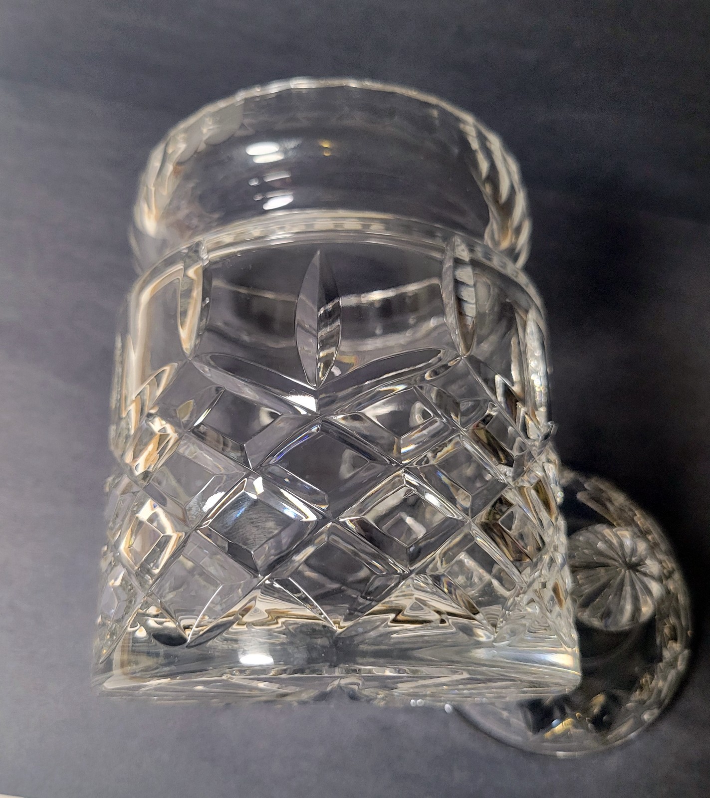 Vintage Lead Crystal Cut Glass Biscuit Barrel or Cookie / Candy Jar 6.75″